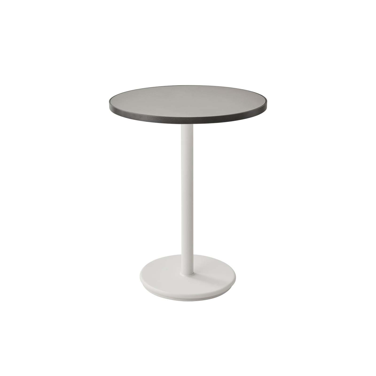 Go café Gestell zum Bistrotisch Durchmesser 60 cm aus Aluminium in White mit Tischplatte aus Ceramic in Lava Grey