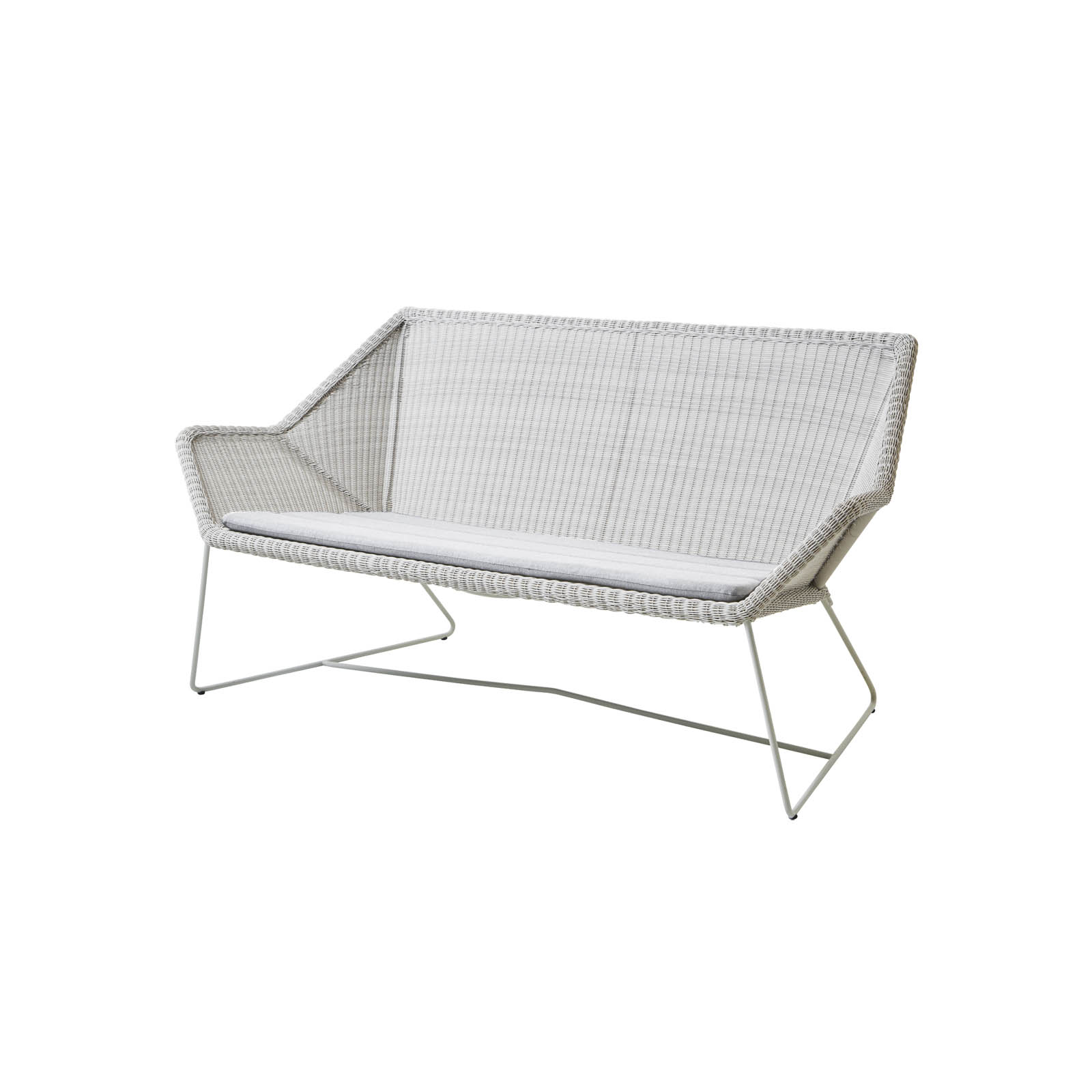 Breeze 2-Sitzer Sofa aus Cane-line Weave in White Grey mit Kissen aus Cane-line Natté in Light Grey