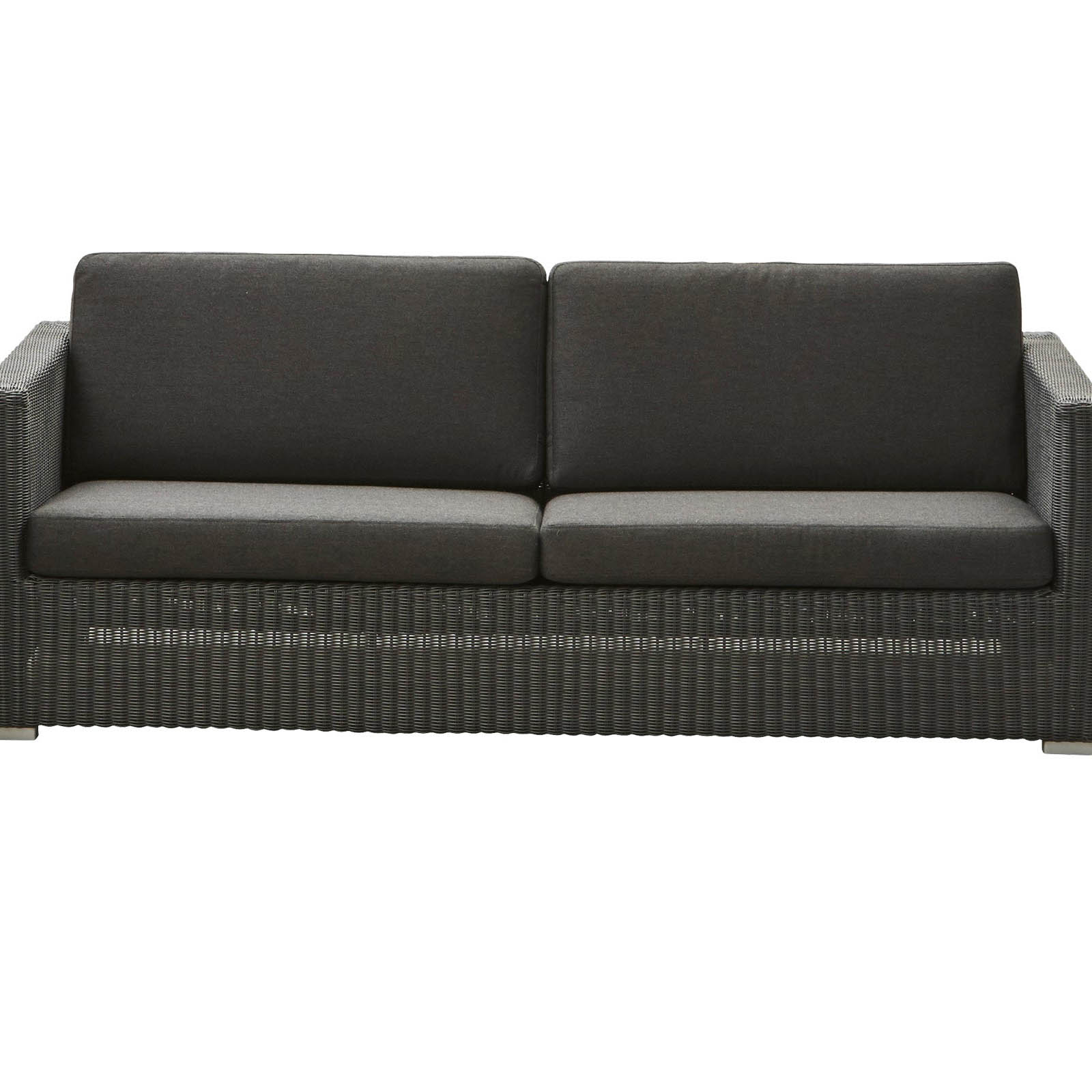 Chester 3-Sitzer Sofa aus Cane-line Weave in Graphite mit Kissen aus Cane-line Natté mit QuickDry in Black