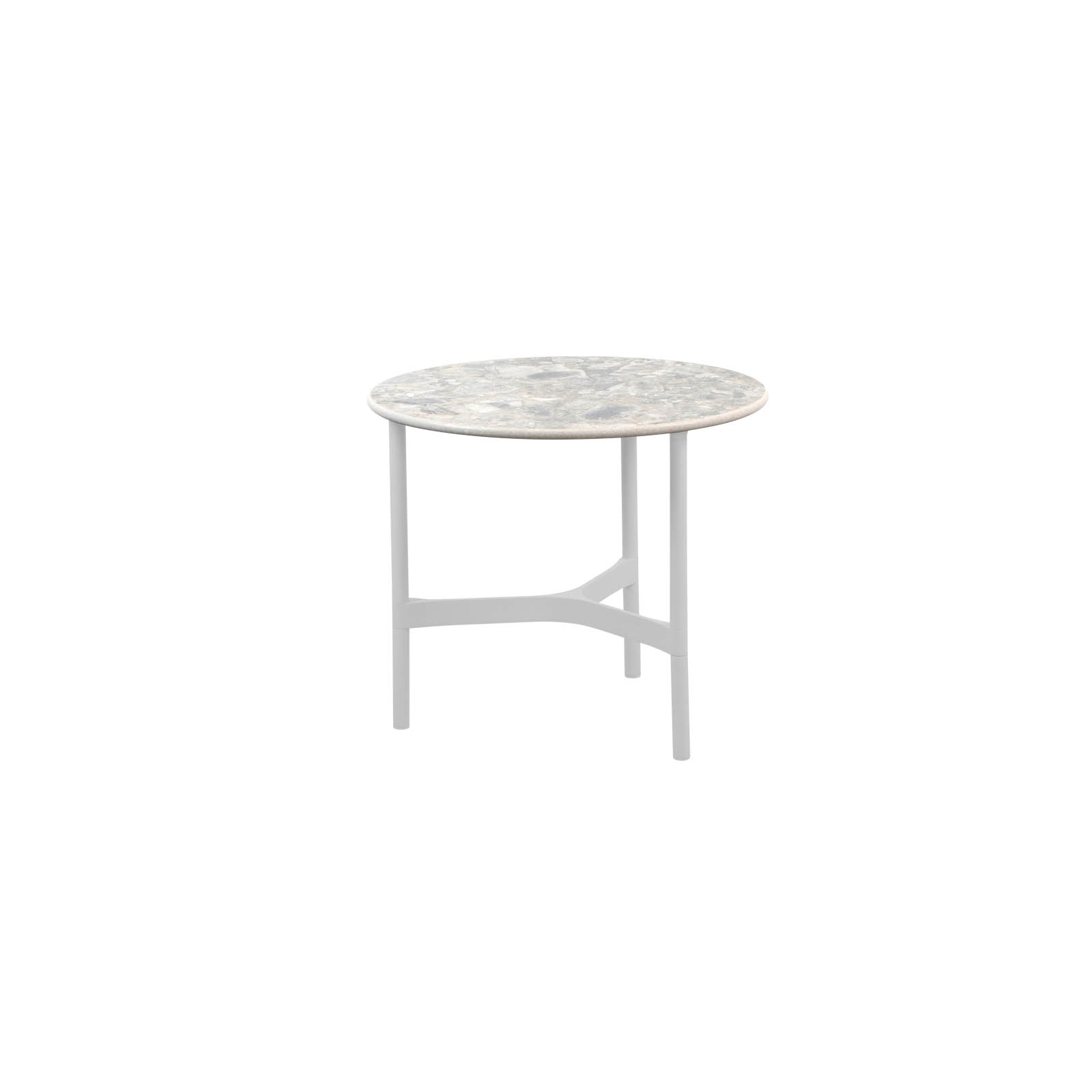 Couchtisch klein Twist aus Aluminium in White mit Tischplatte aus Ceramic in Multi Colour