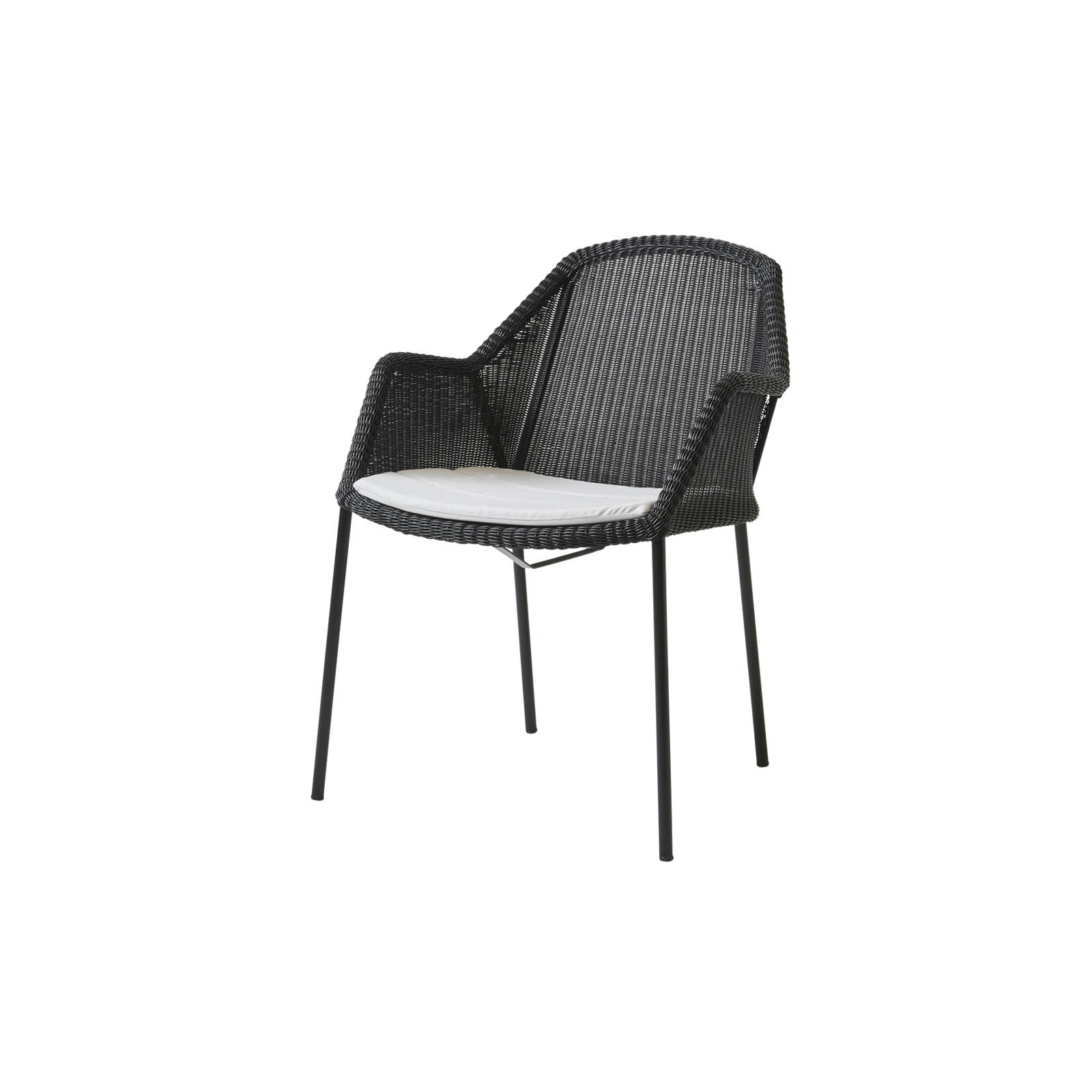 Breeze Stuhl aus Cane-line Weave in Black mit Kissen aus Cane-line Natté in White