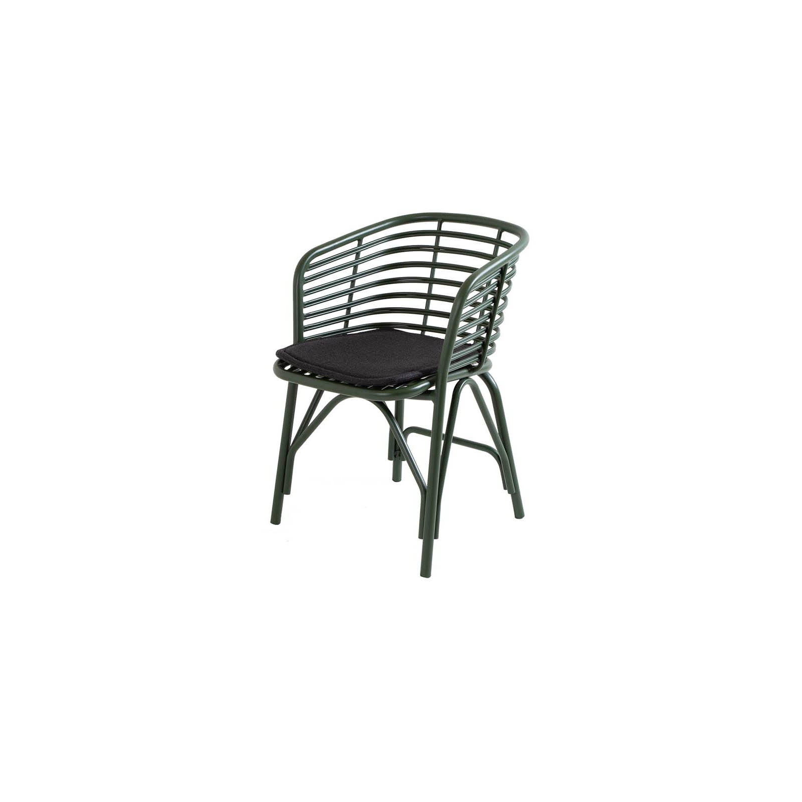 Blend Stuhl aus Aluminium in Dark Green mit Kissen aus Cane-line Natté in Black