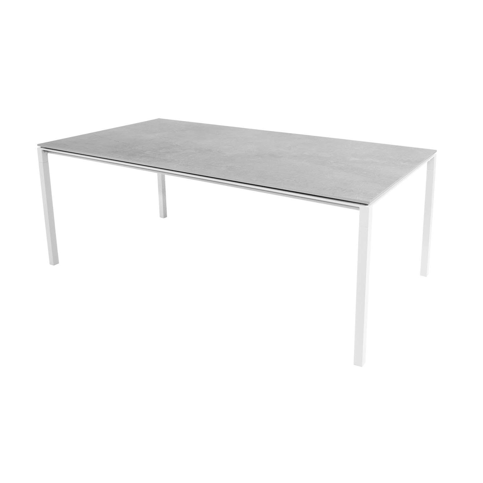 Pure Tisch in 200x100 cm aus Aluminium in White mit Tischplatte aus Ceramic in Fossil grey