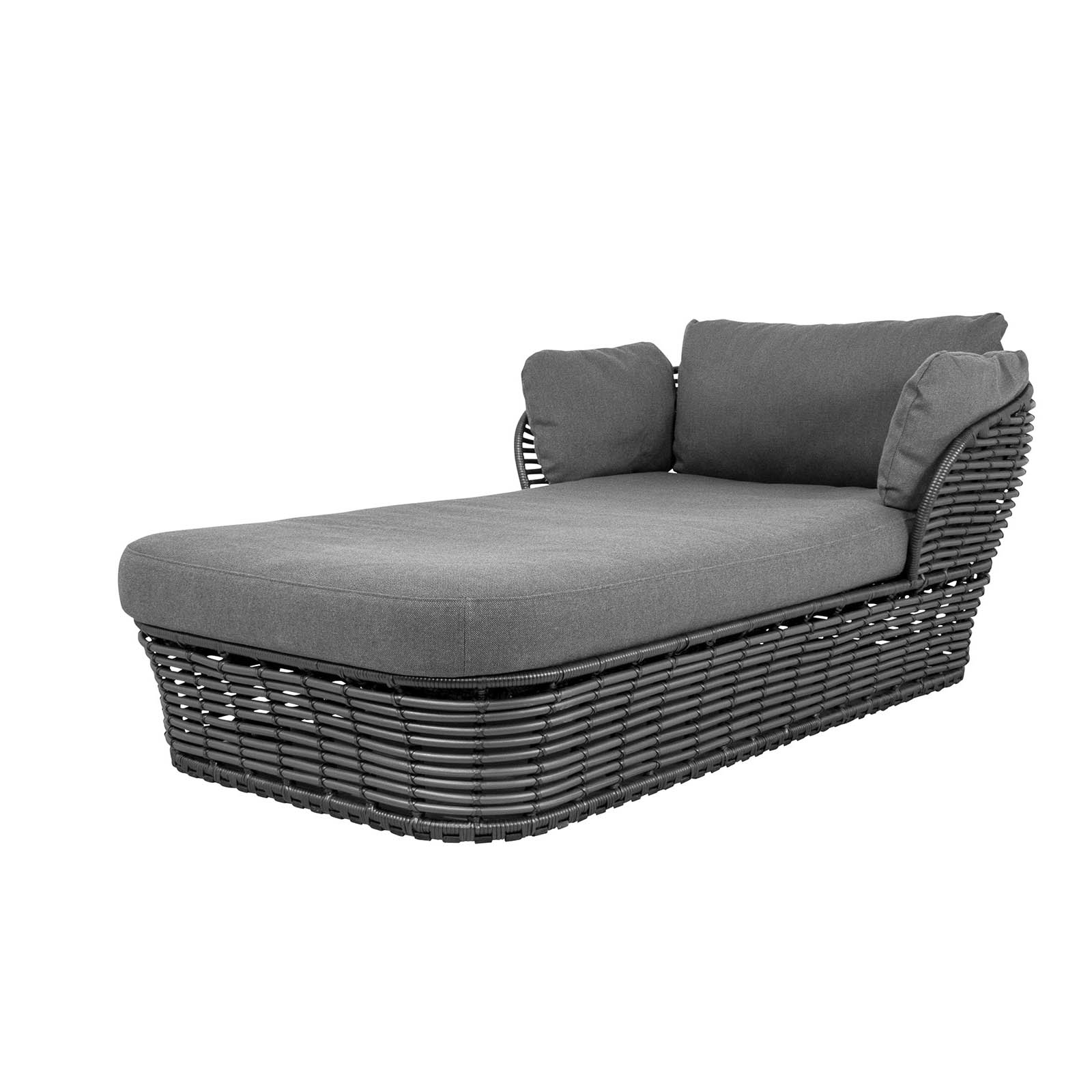 Basket daybed aus Cane-line Weave in Graphite mit Kissen aus Cane-line AirTouch in