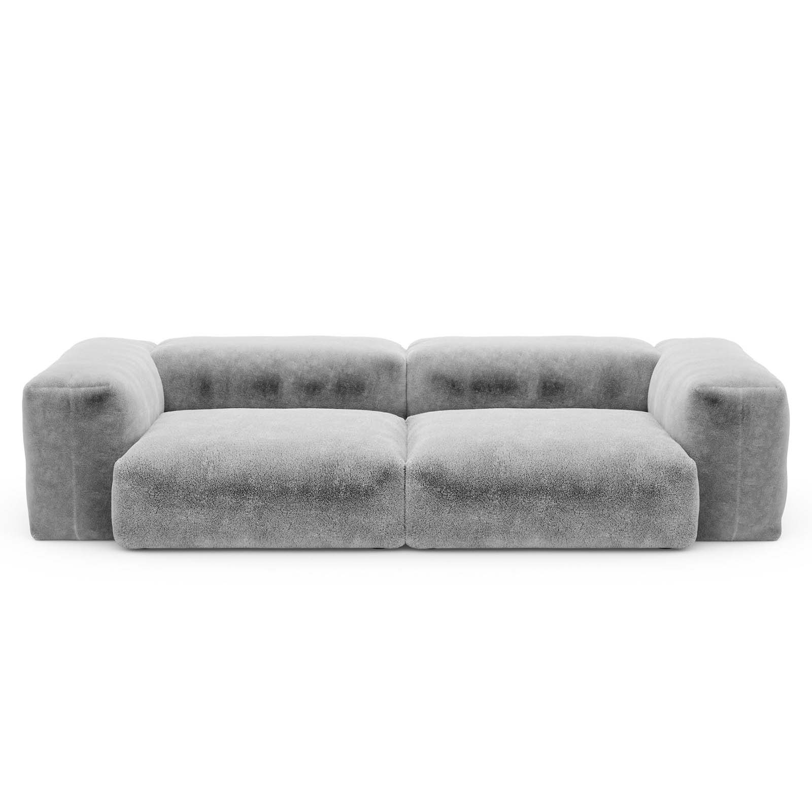 Two Seat Sofa M Faux Fur Grey