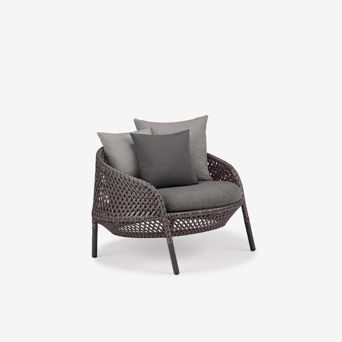 Lounge Chair Ahnda - Geflecht 108 Graphite Kissen Cool Dark Grey