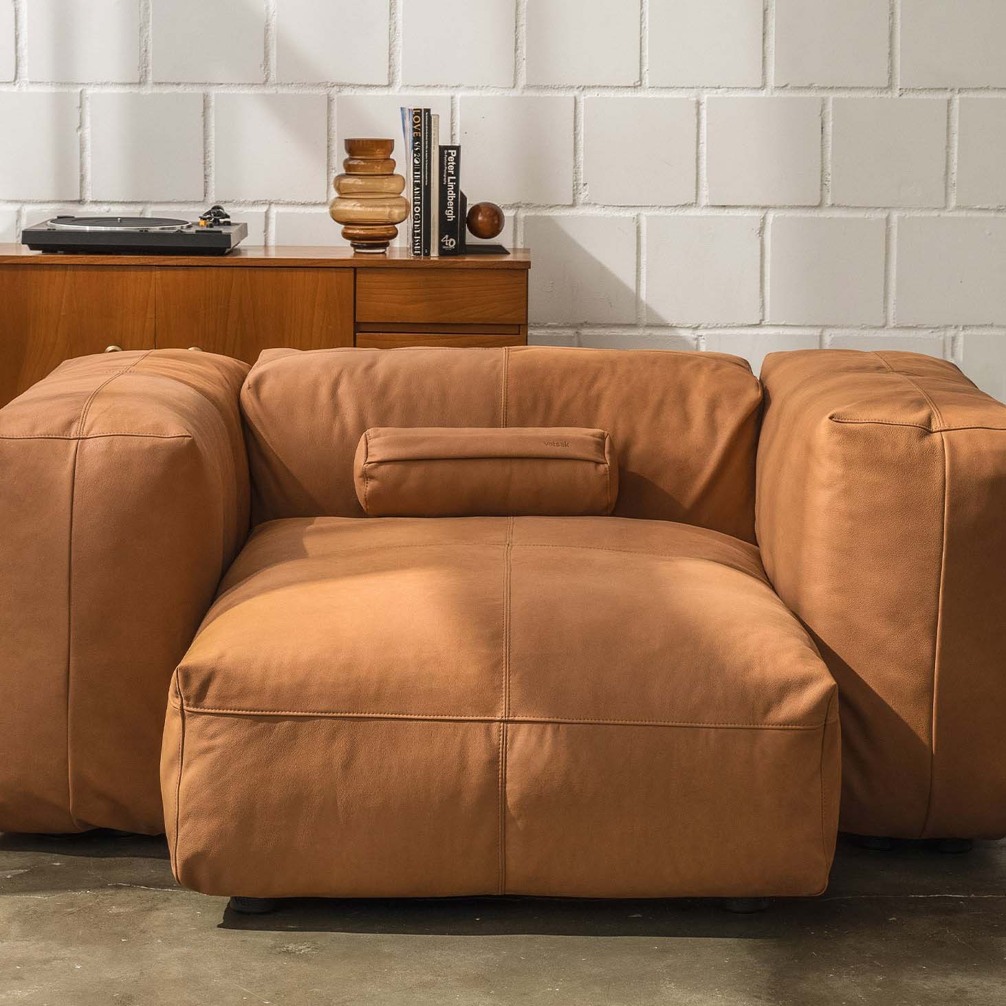Two Seat Lounge Sofa S Leather Brown