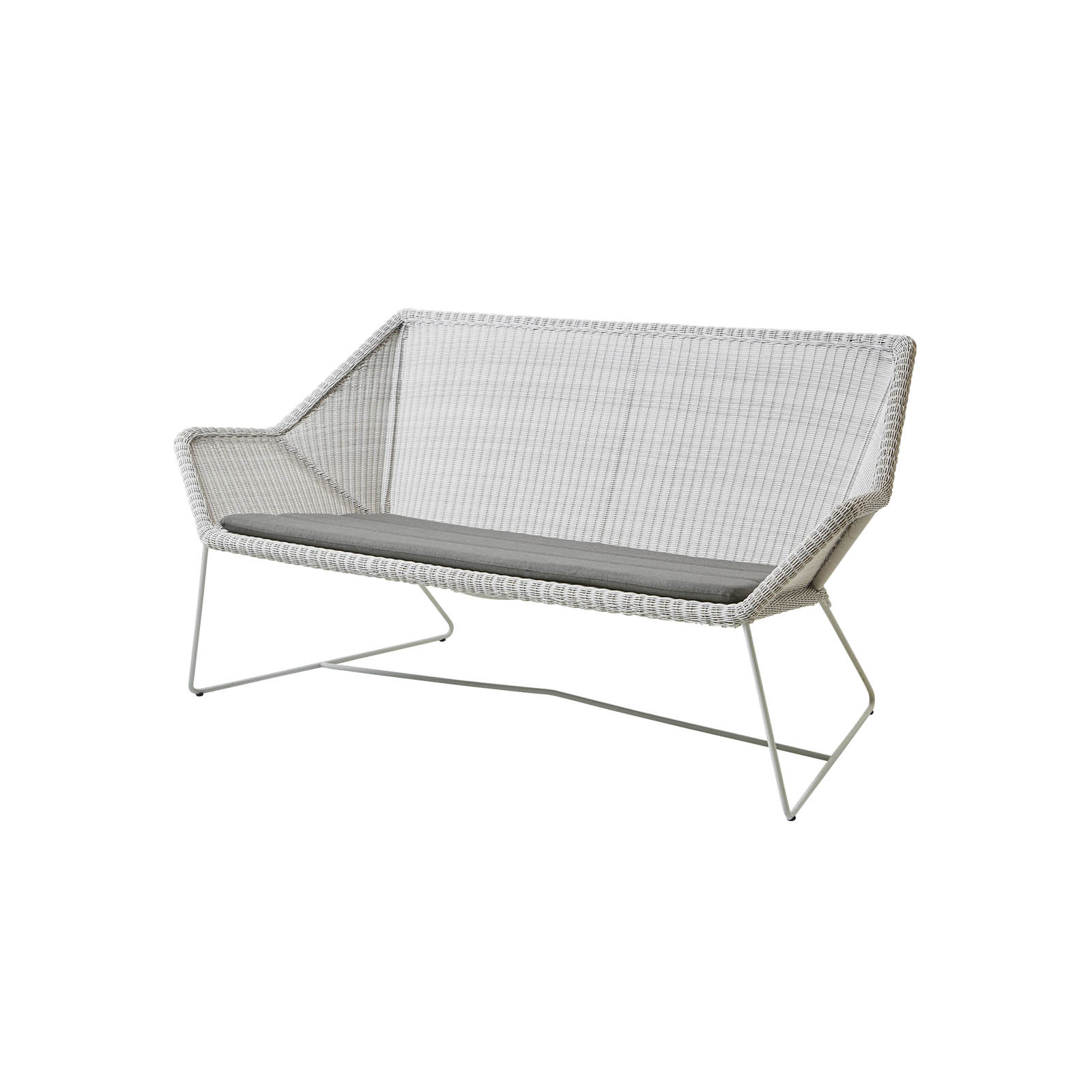 Breeze 2-Sitzer Sofa aus Cane-line Weave in White Grey mit Kissen aus Cane-line Natté in Taupe
