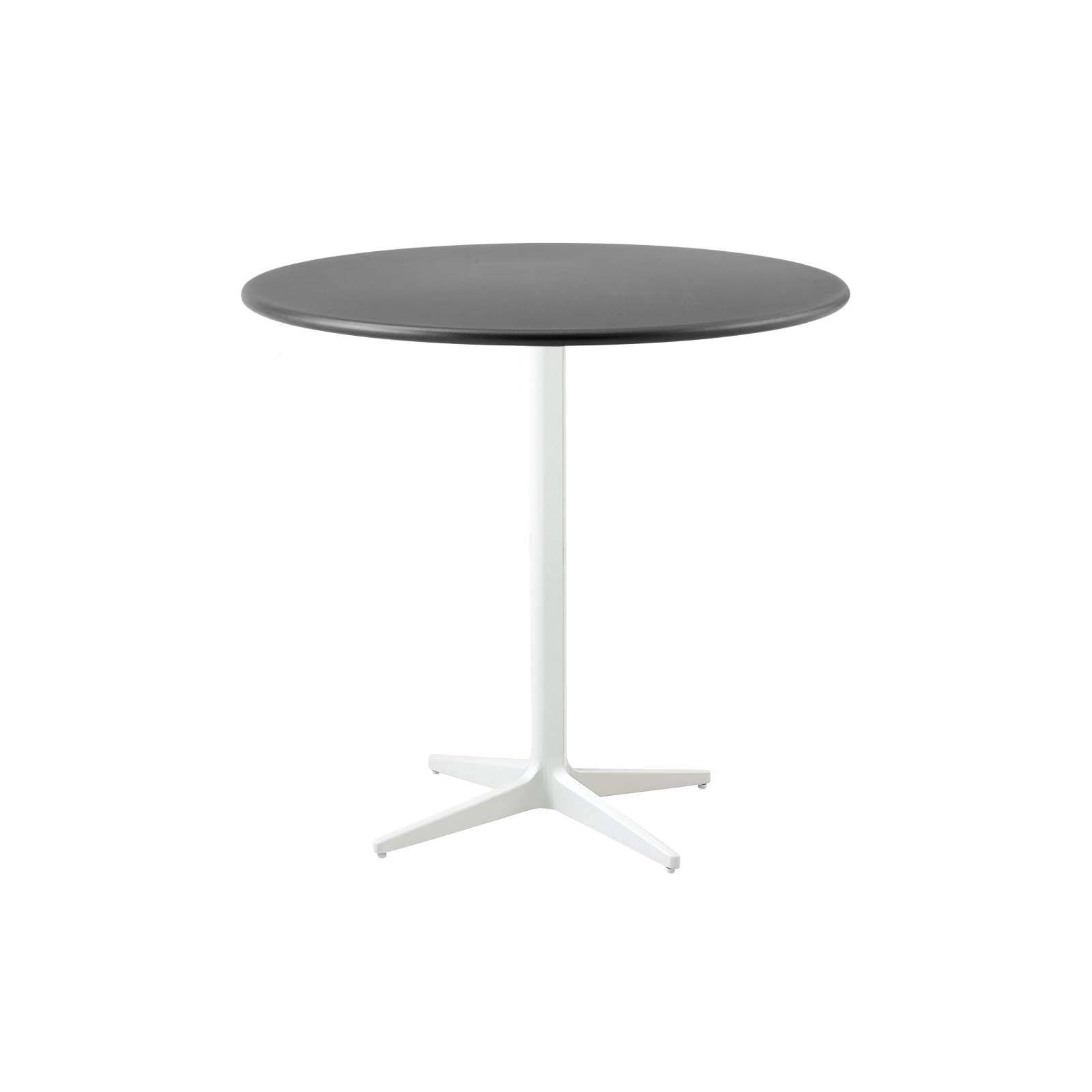 Drop Bistrotisch Durchmesser 80 cm aus Aluminium in White mit Tischplatte aus Aluminium in Lava Grey