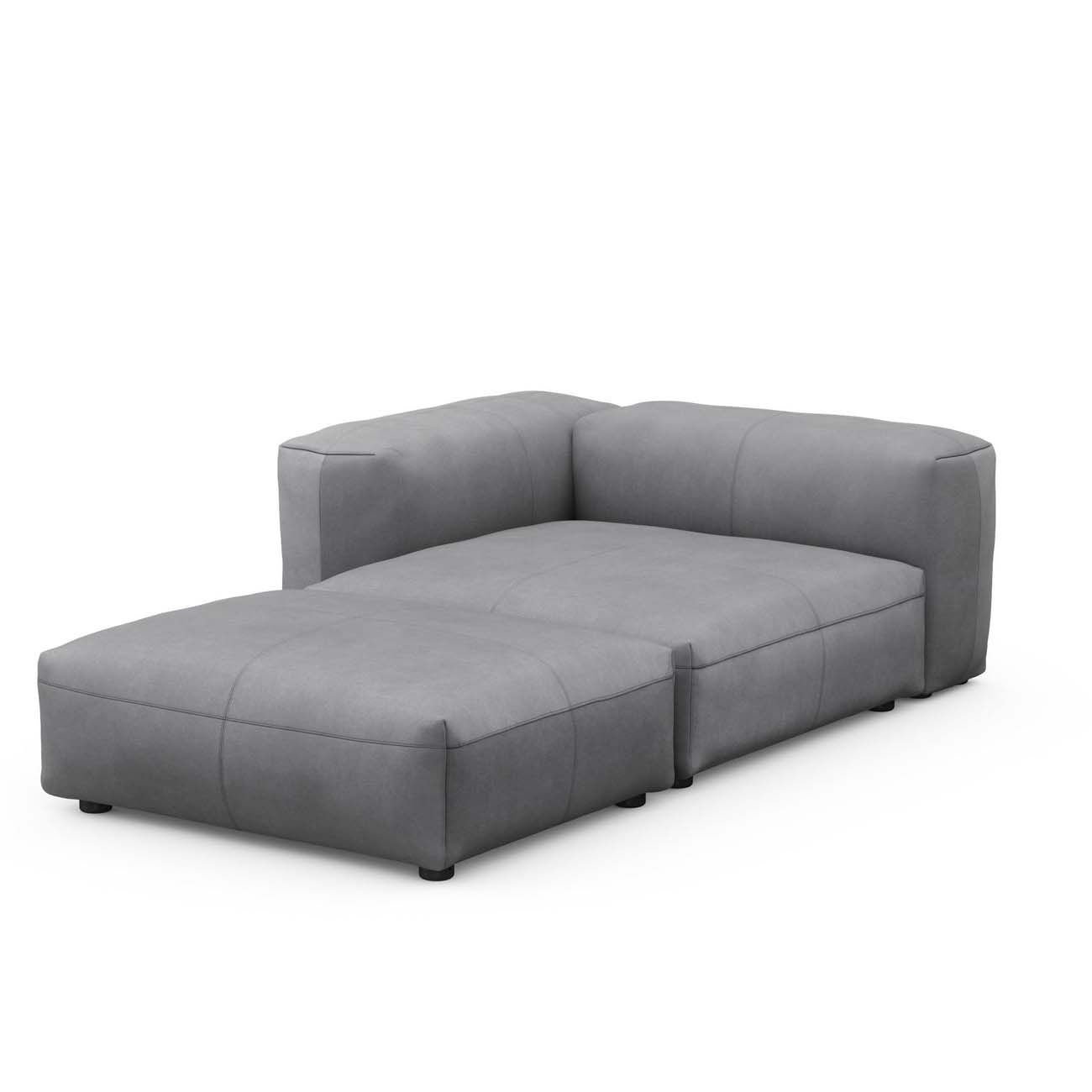 Sofa Daybed L Leather Dark Grey