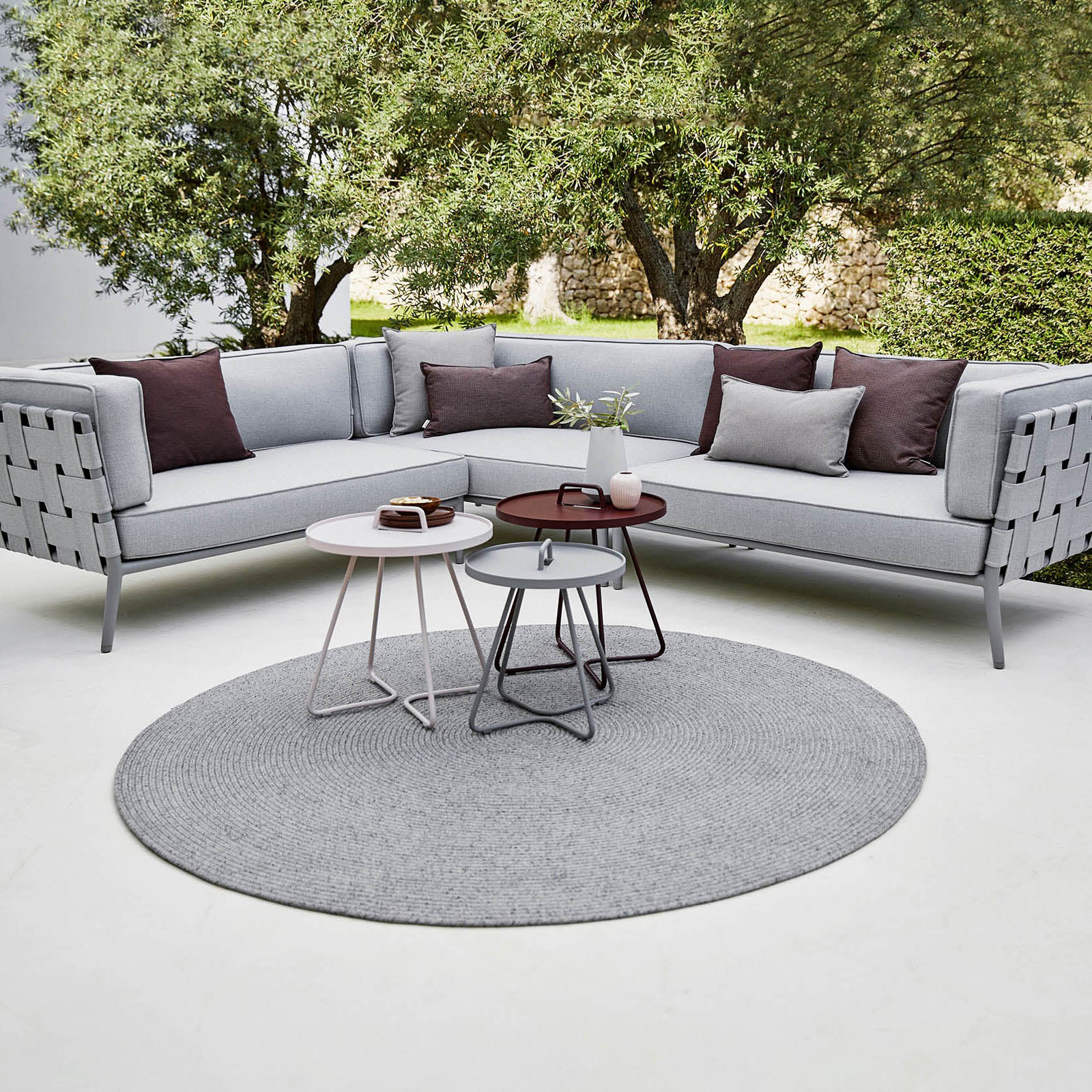 Conic 2-Sitzer Sofa-Modul rechts aus Cane-line AirTouch mit QuickDry in Grey