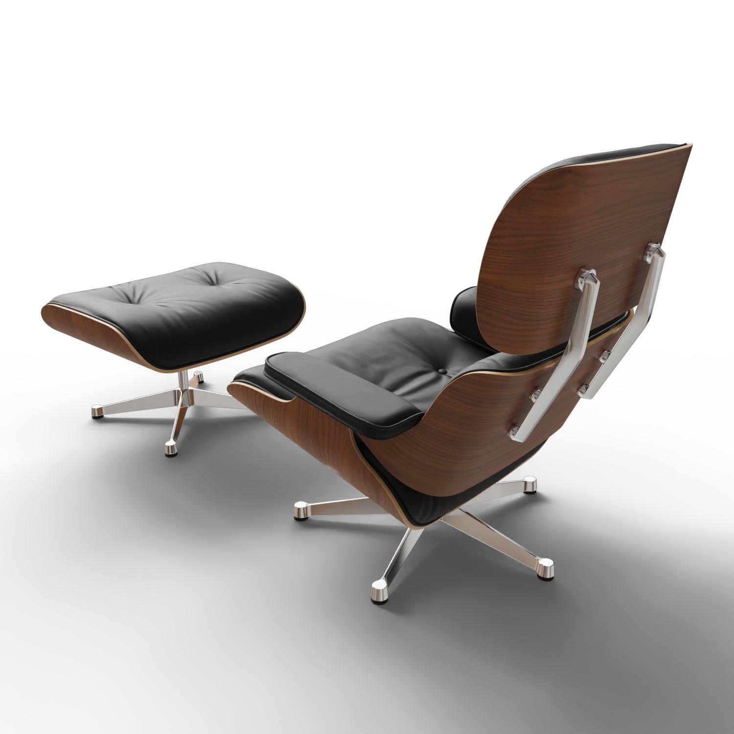 Lounge Chair und Ottoman 41212500 Nussbaumschale Leder in Nero