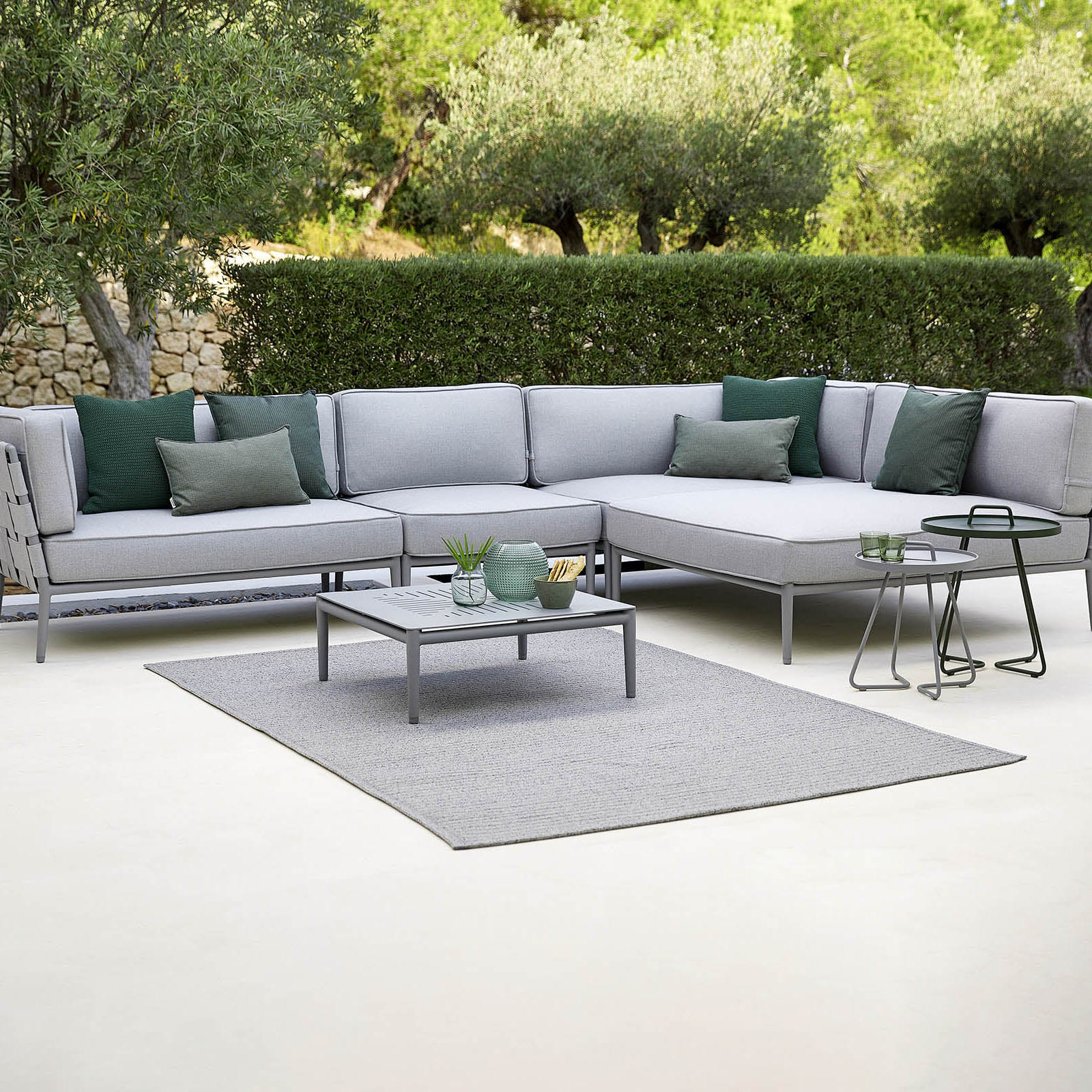 Conic 2-Sitzer Sofa-Modul rechts aus Cane-line AirTouch mit QuickDry in Grey