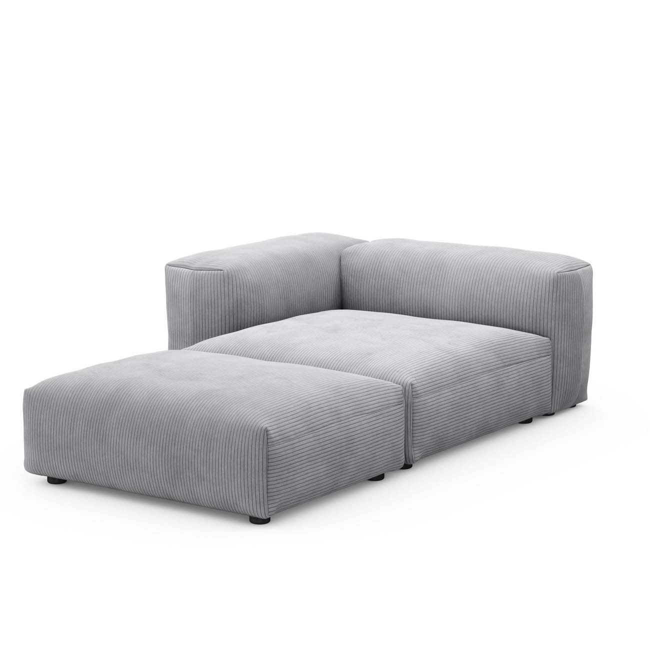Sofa Daybed L Cord Velours Light Grey