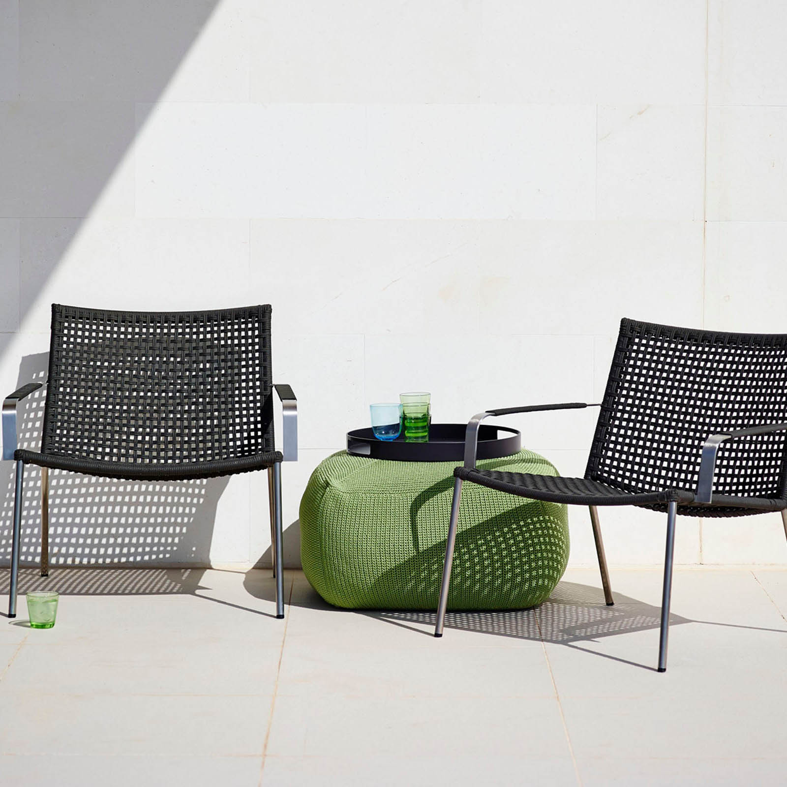 Straw Loungesessel aus Cane-line Rope in Anthracite