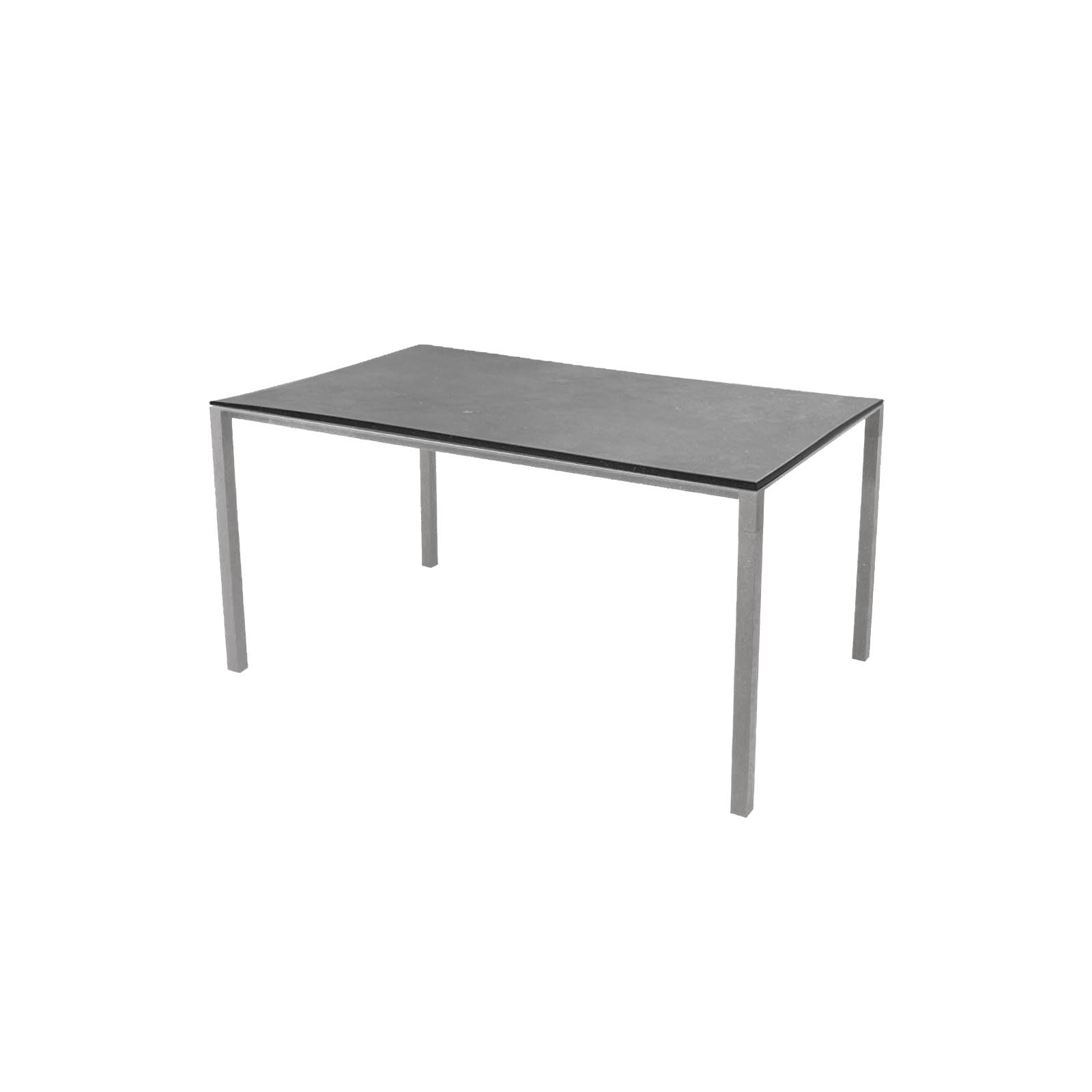 Tisch 150x90 cm Pure aus Aluminium in Light Grey mit Tischplatte aus Ceramic in Fossil Black