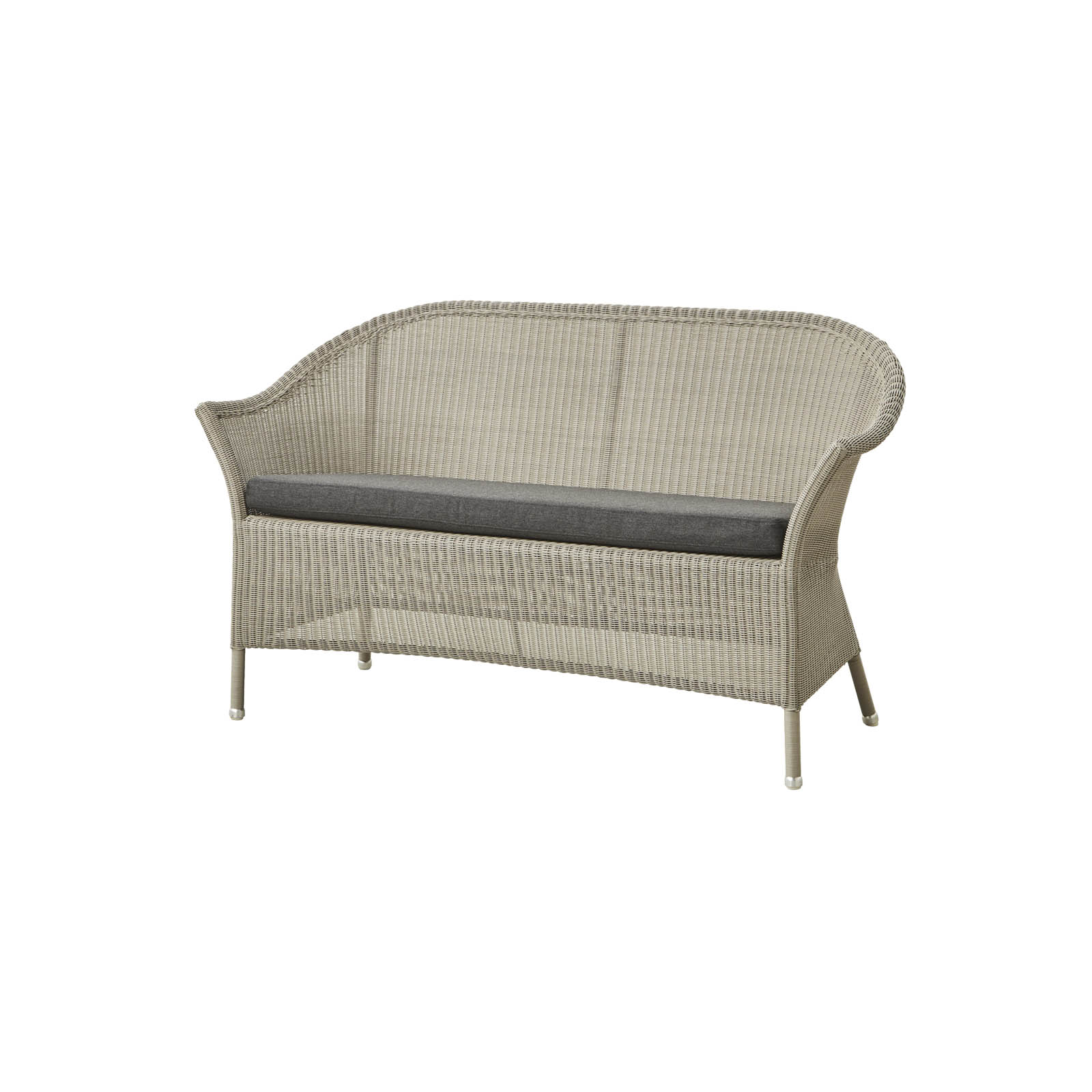 Lansing 2-Sitzer Sofa aus Cane-line Weave in Taupe mit Kissen aus Cane-line Natté in Black