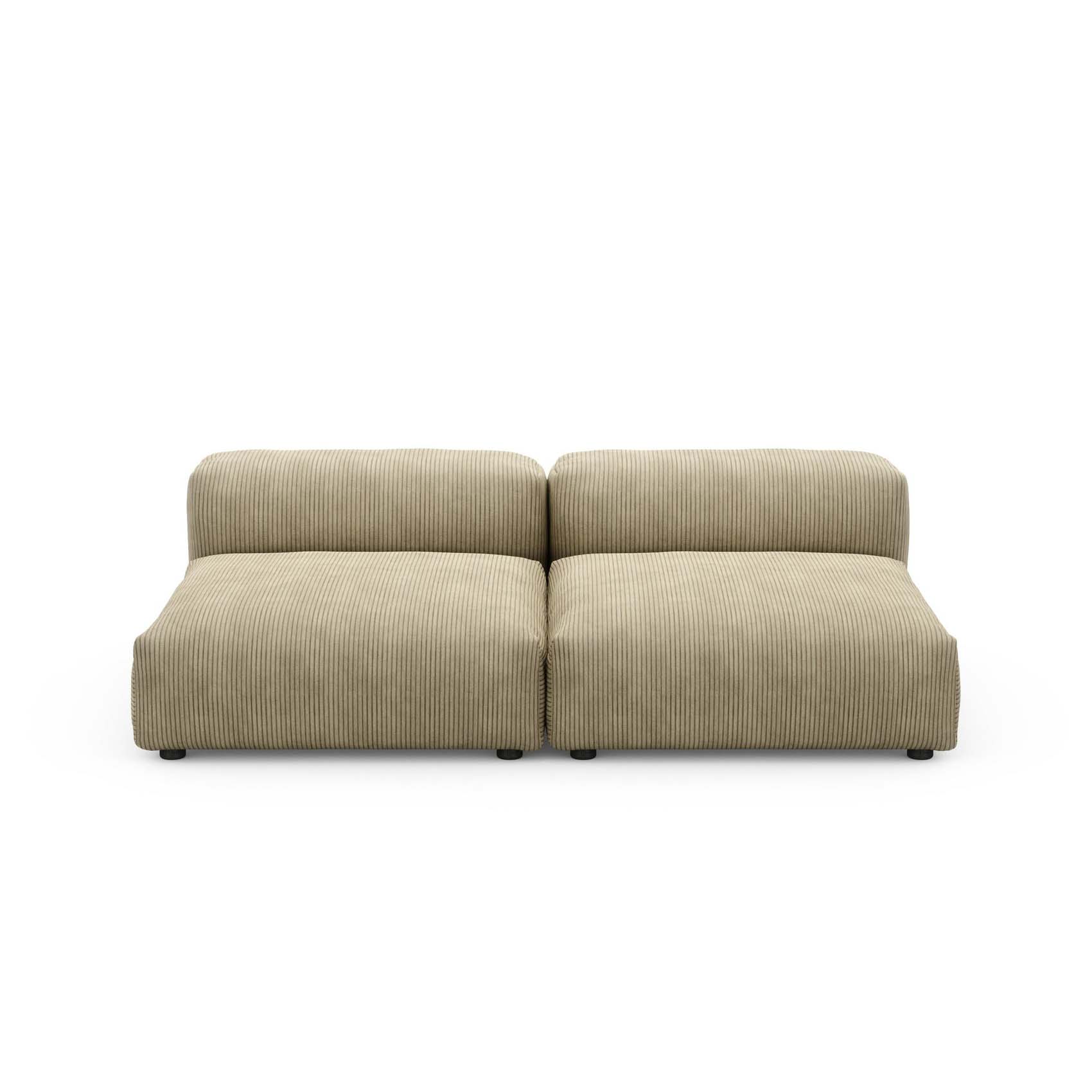 Two Seat Lounge Sofa L Cord Velours Khaki