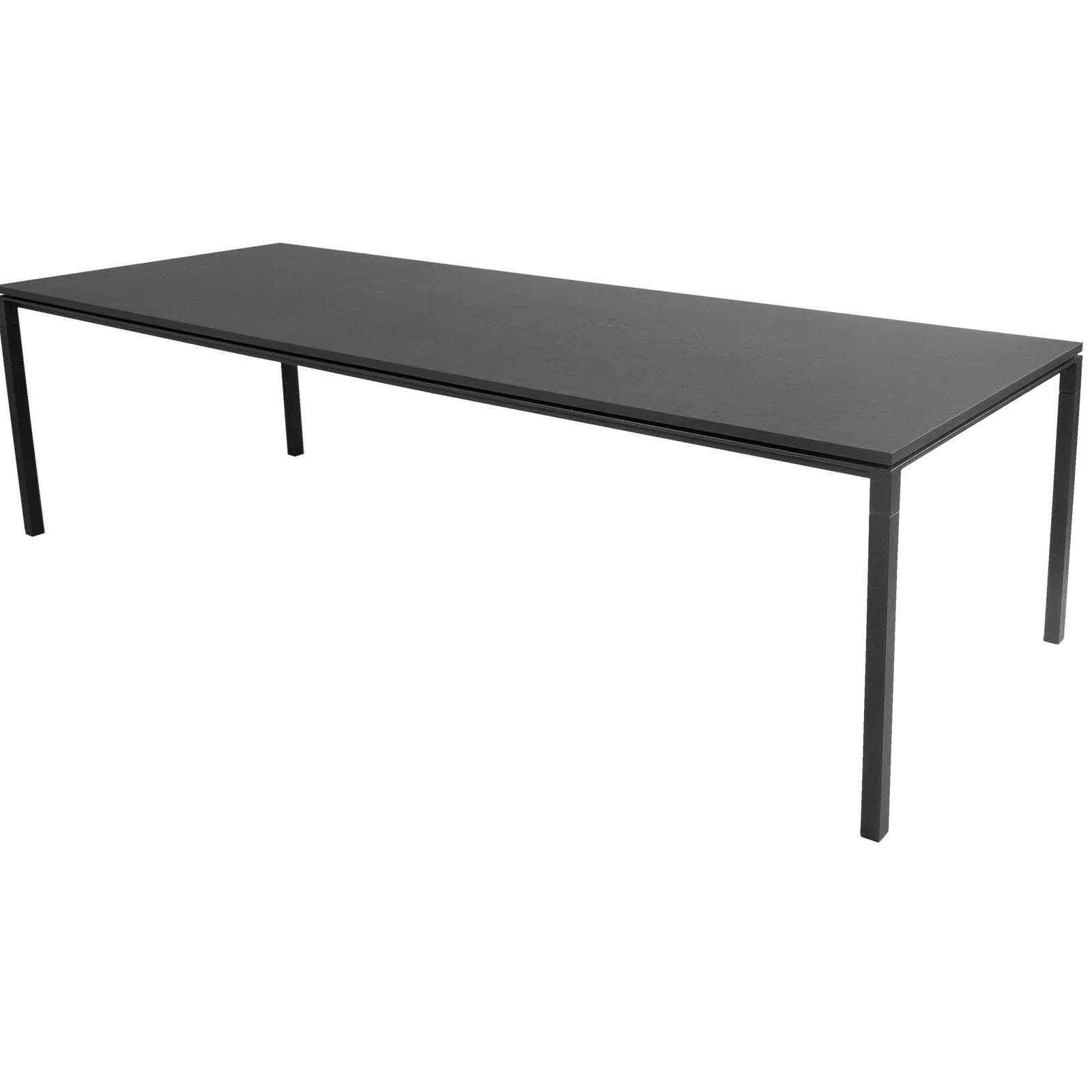 Pure Tisch 280x100 cm aus Aluminium in Lava Grey mit Tischplatte aus Linoleum in Black
