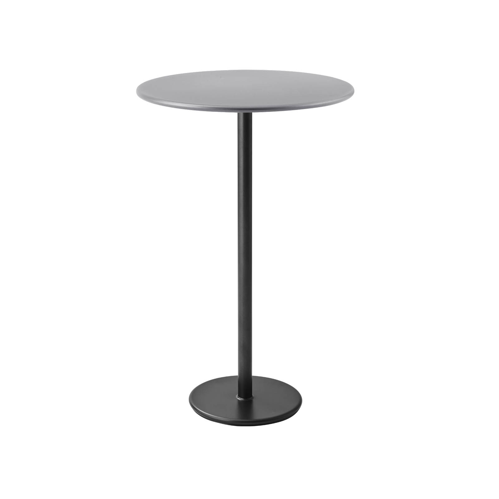 Bartisch Durchmesser 80 cm Go aus Aluminium in Lava Grey mit Tischplatte aus Aluminium in Light Grey