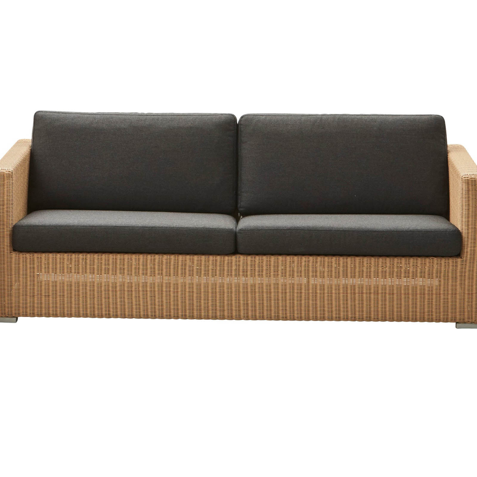 Chester 3-Sitzer Sofa aus Cane-line Weave in Natural mit Kissen aus Cane-line Natté mit QuickDry in Black