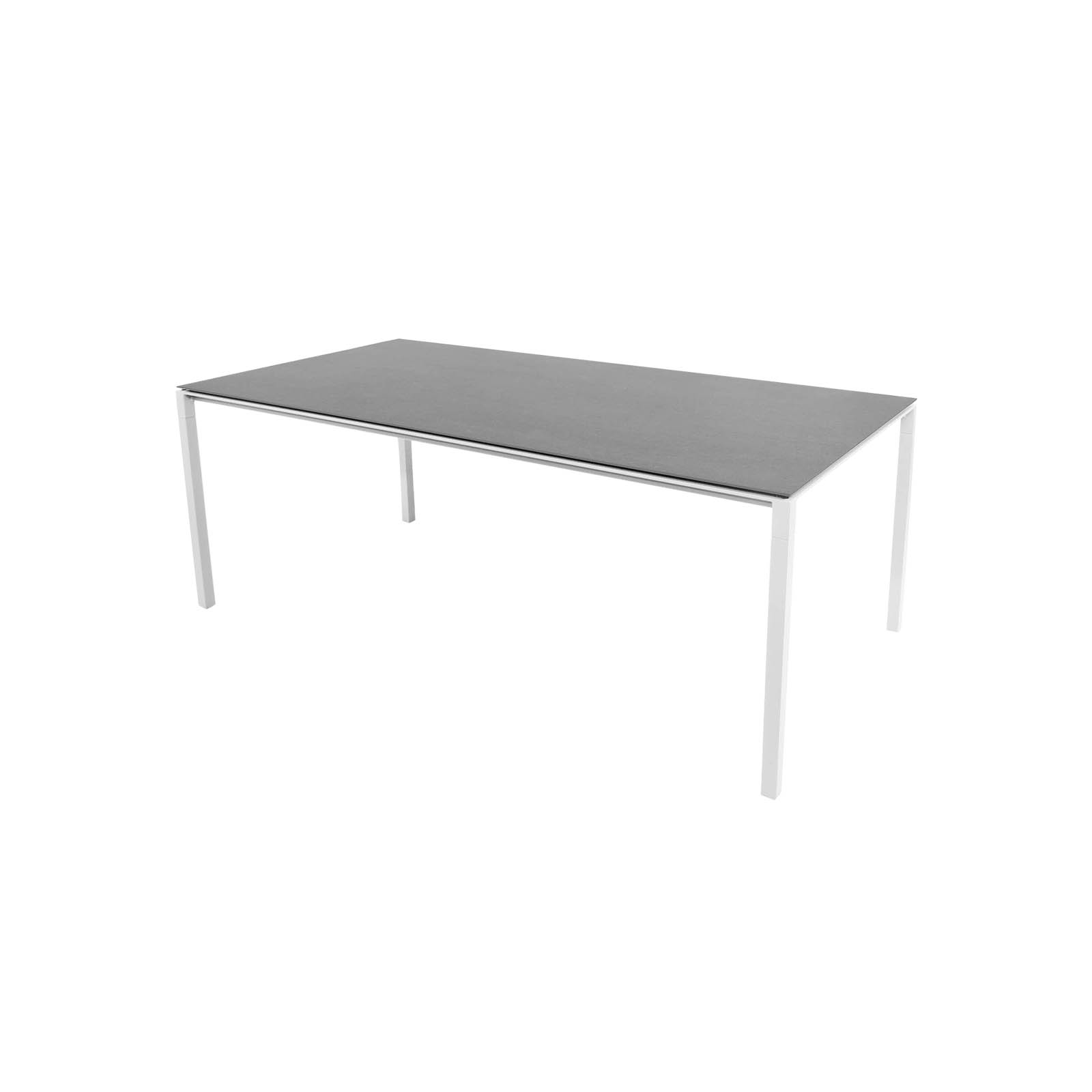 Tisch 200x100 cm Pure aus Aluminium in White mit Tischplatte aus Ceramic in Basalt