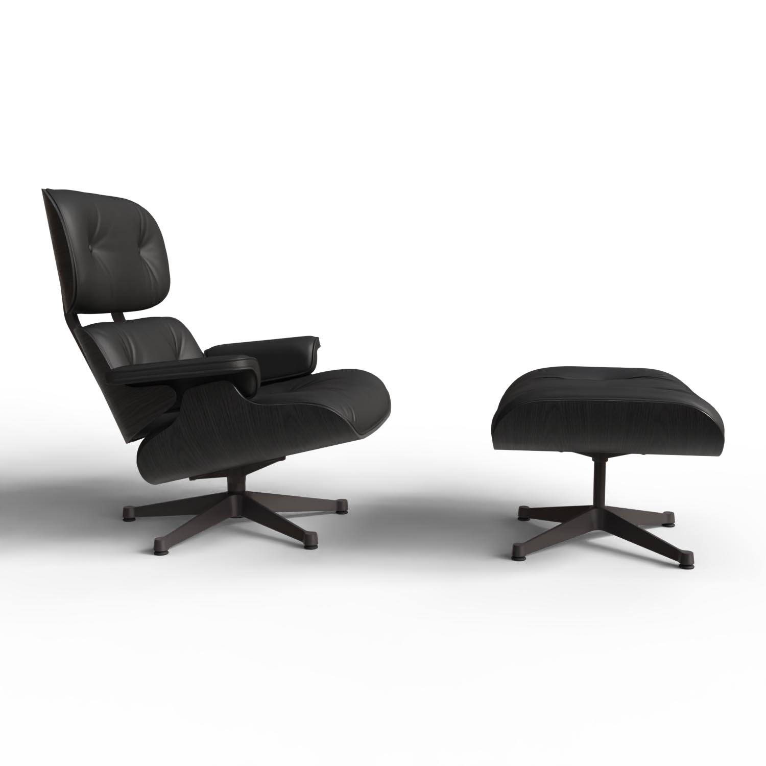 Lounge Chair und Ottoman 41211900 Escheschale Leder in Nero