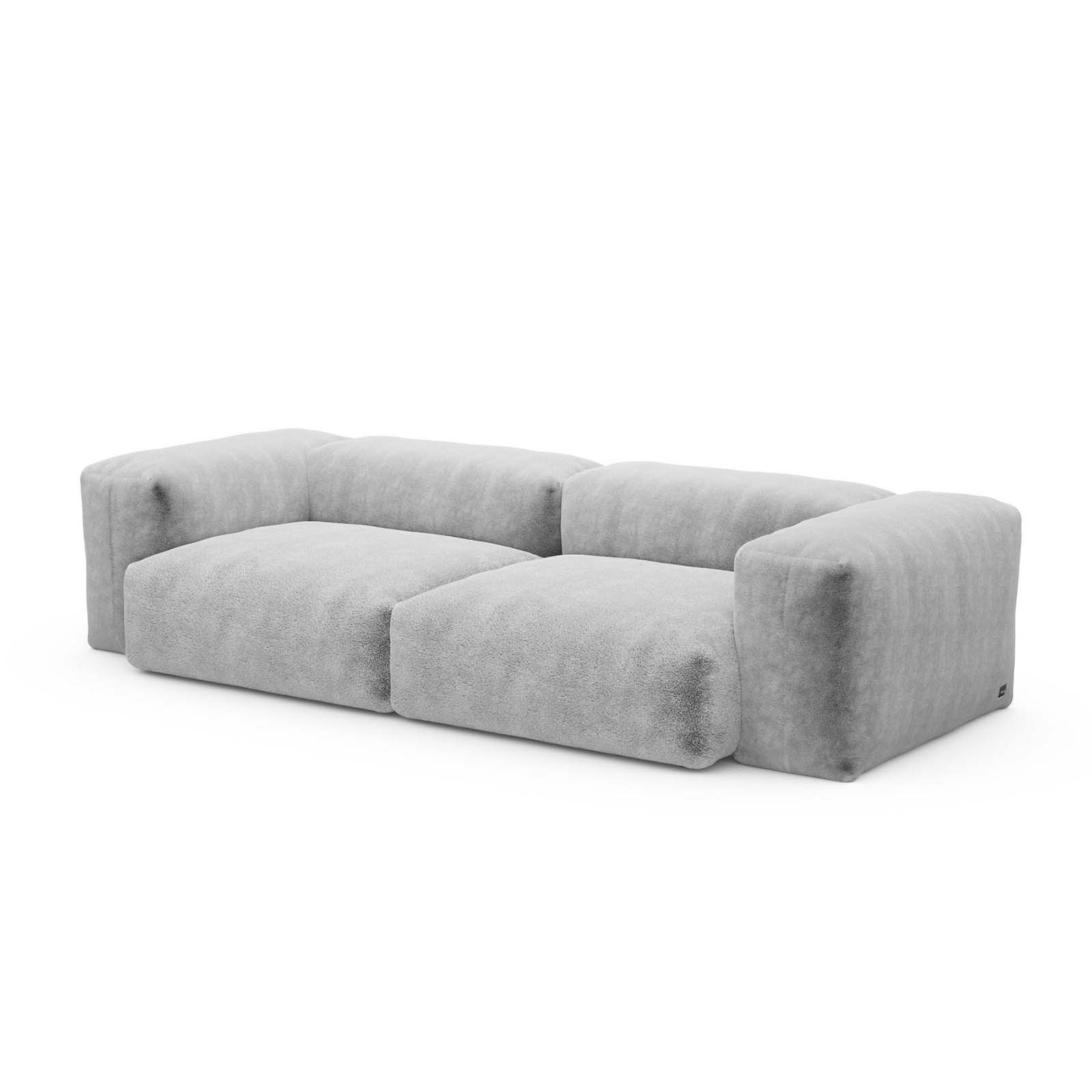 Two Seat Sofa M Faux Fur Grey