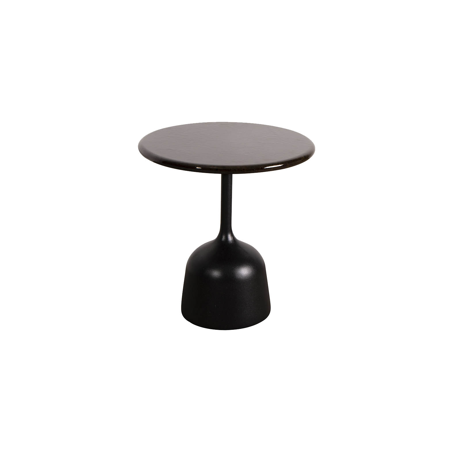 Glaze Couchtisch kein mit Durchmesser 45 cm aus Aluminium in Lava Grey mit Tischplatte aus glasierter Lavastein Black