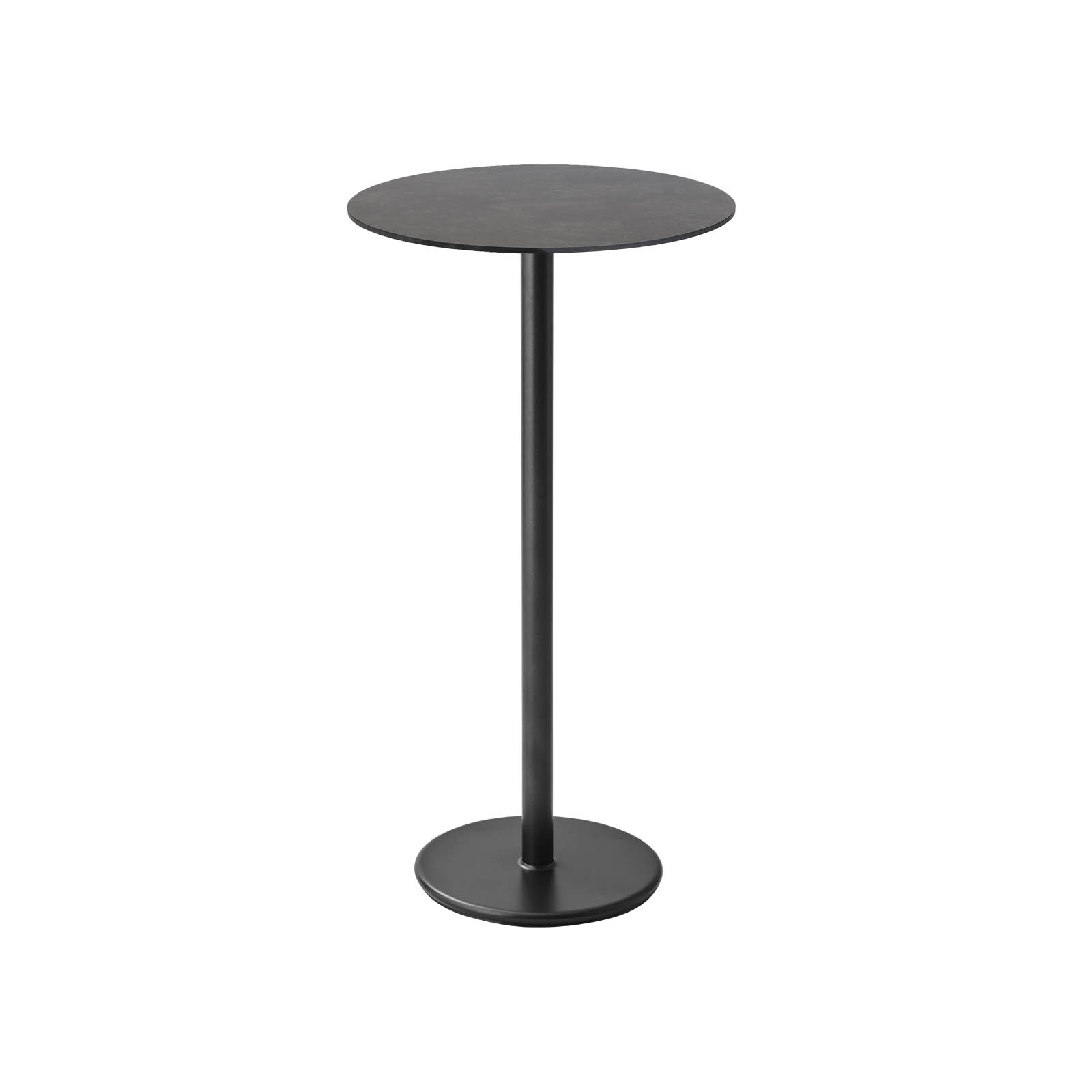 Go Bartisch Durchmesser 70 cm aus Aluminium in Lava Grey mit Tischplatte aus HPL in Dark Grey