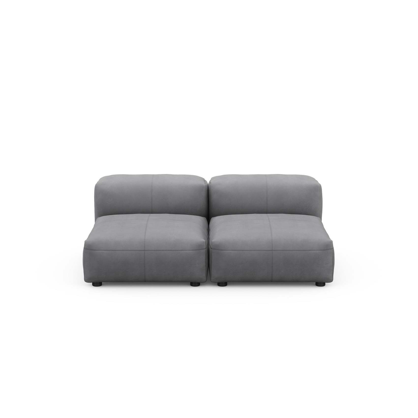 Two Seat Lounge Sofa S Leather Dark Grey