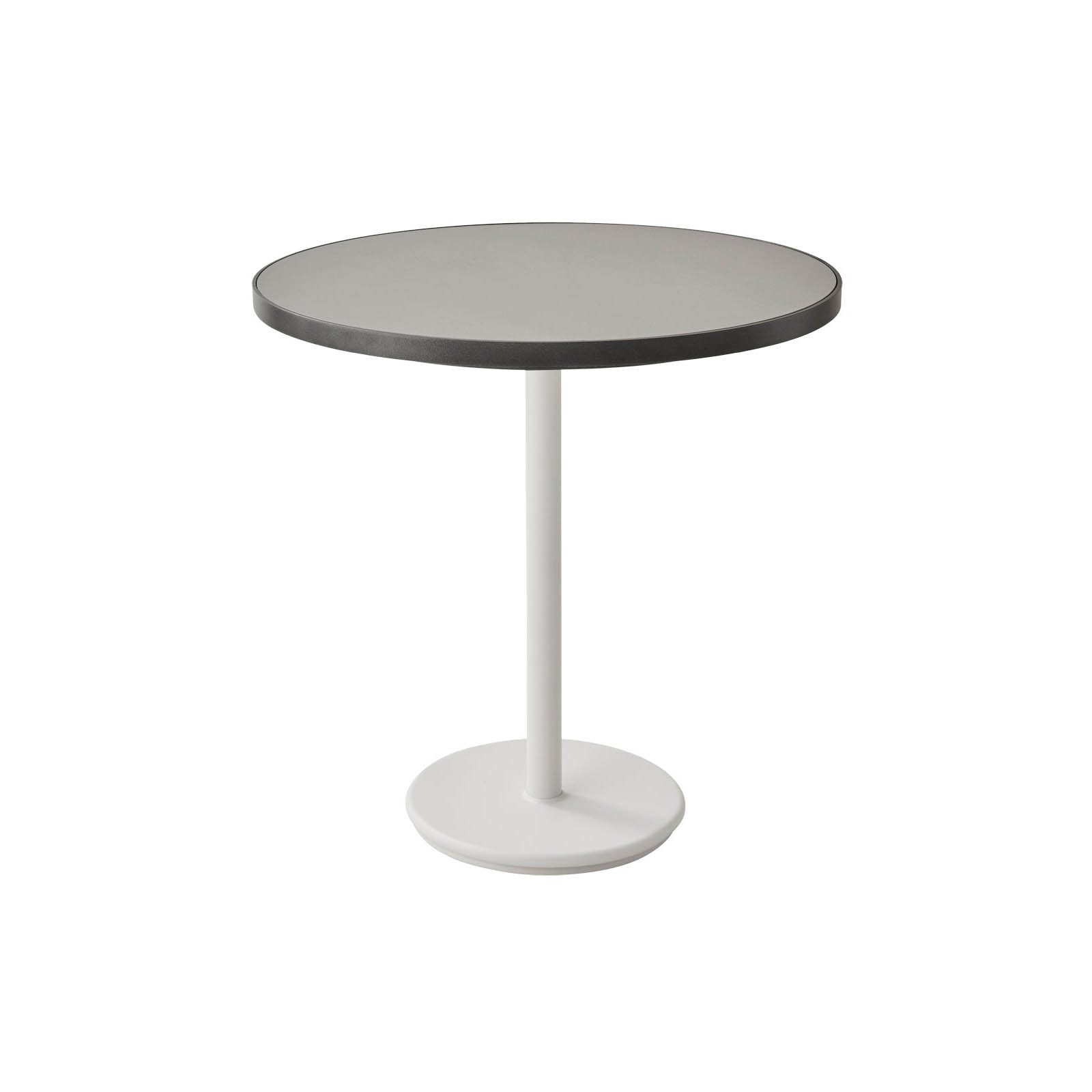 Bistrotisch Durchmesser 75 cm Go aus Aluminium in White mit Tisch aus Ceramic in Light Grey