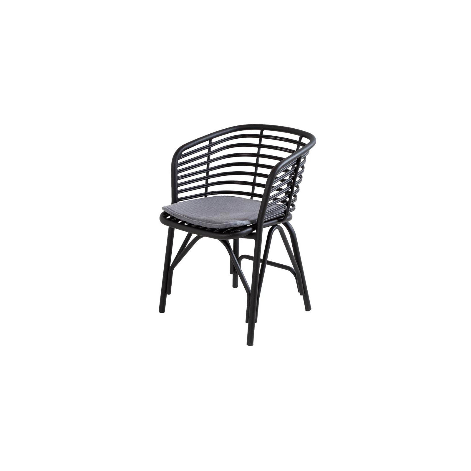 Blend Stuhl aus Aluminium in Lava Grey mit Kissen aus Cane-line Natté in Grey
