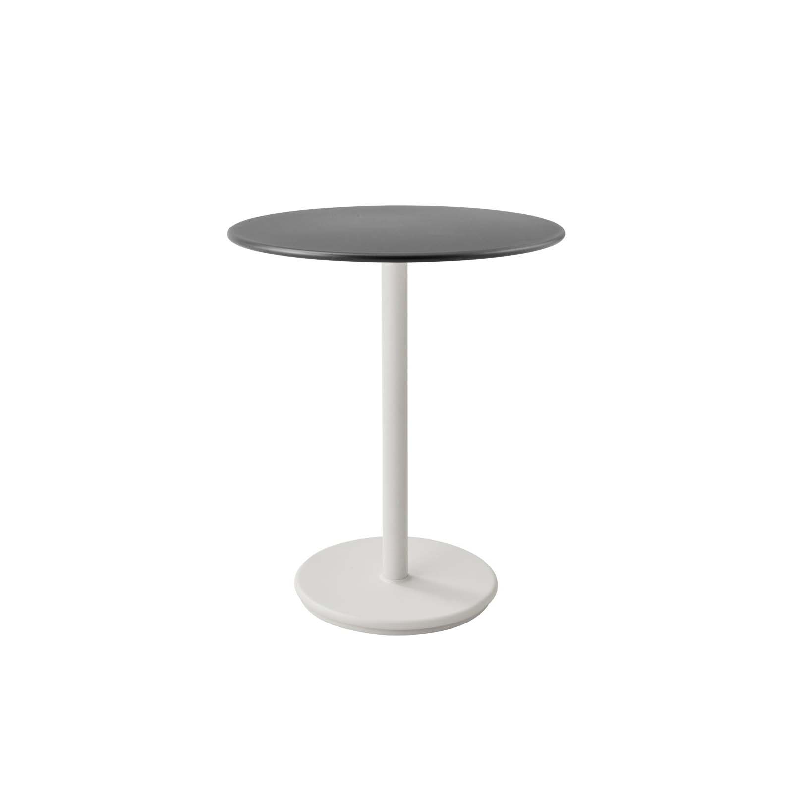 Go café Gestell zum Bistrotisch Durchmesser 60 cm aus Aluminium in White mit Tischplatte aus Aluminium in Lava Grey