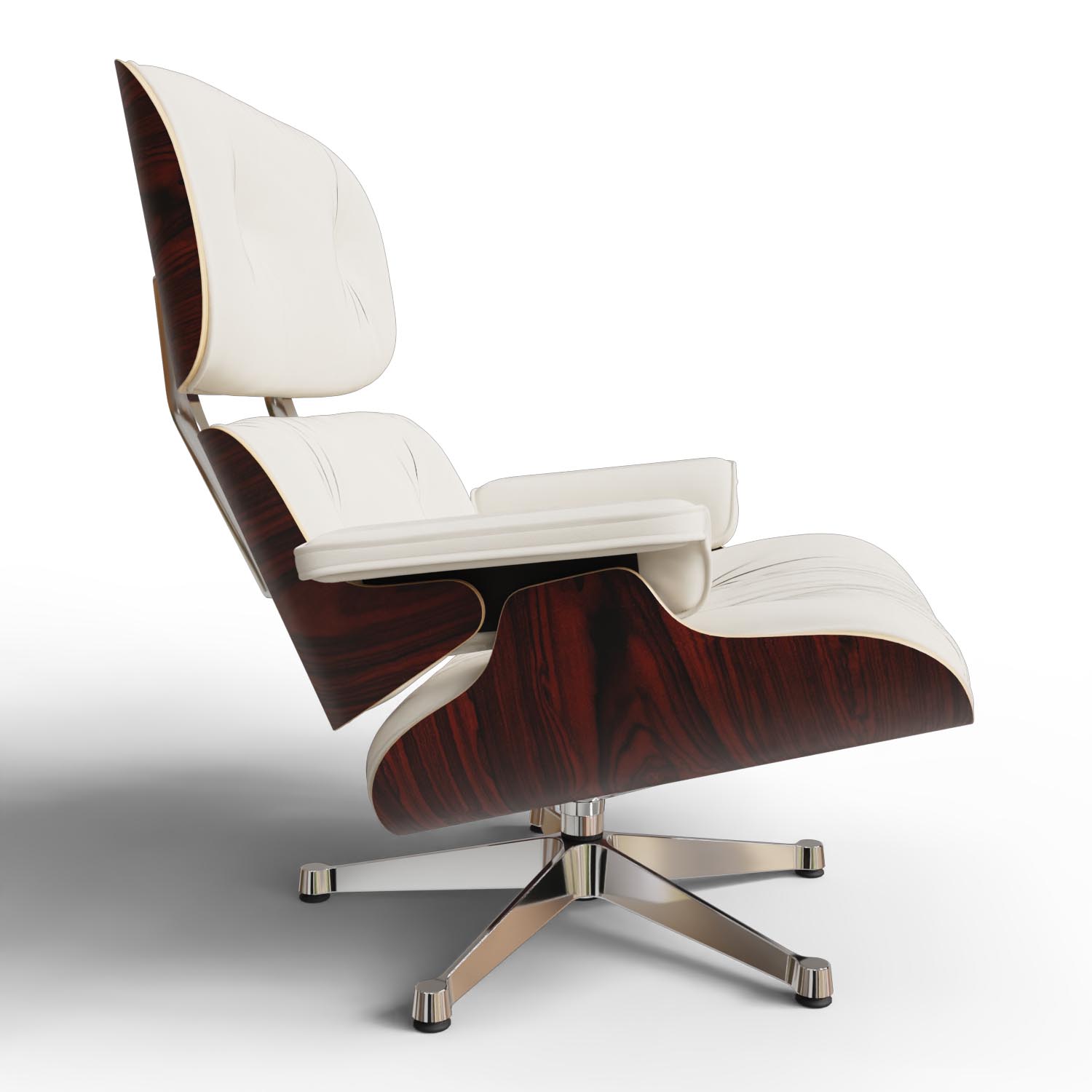 Lounge Chair 41212300 Santos Palisander Leder Snow Gestell Aluminium poliert
