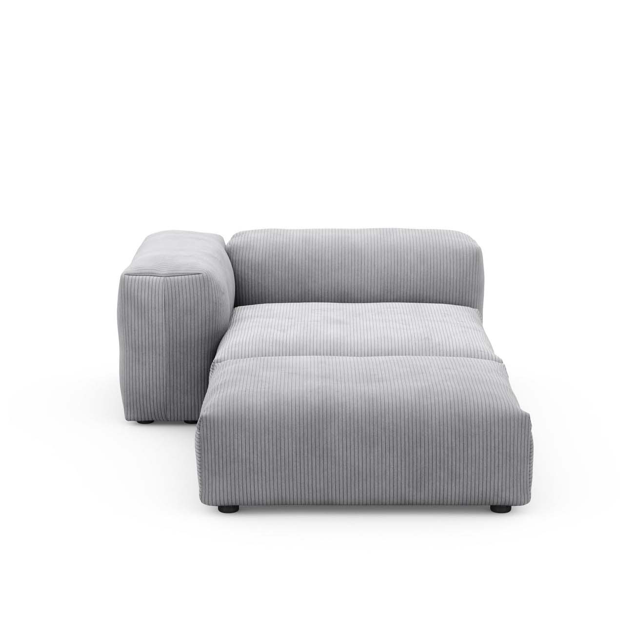 Sofa Daybed L Cord Velours Light Grey