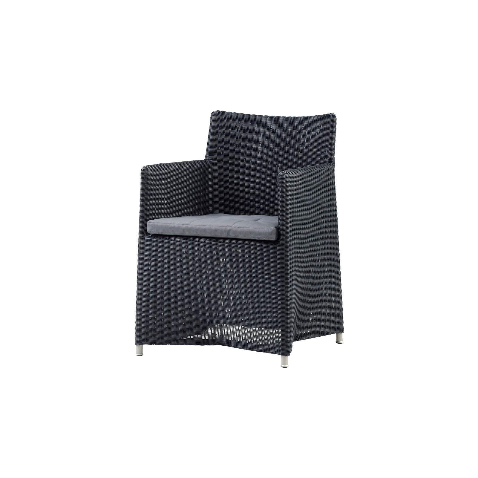 Diamond Stuhl aus Cane-line Weave in Graphite mit Kissen aus Cane-line Natté in Grey