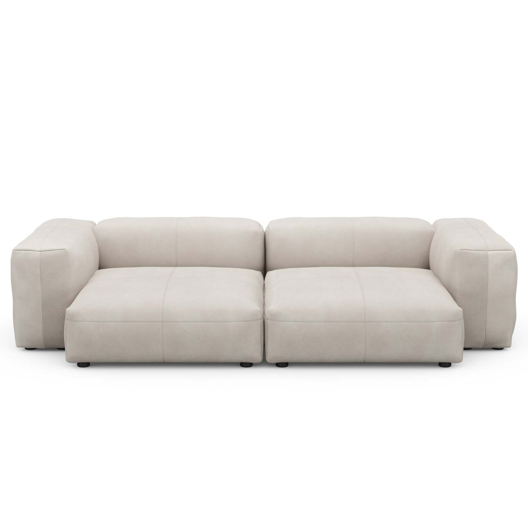 Two Seat Sofa L Leather Light Grey