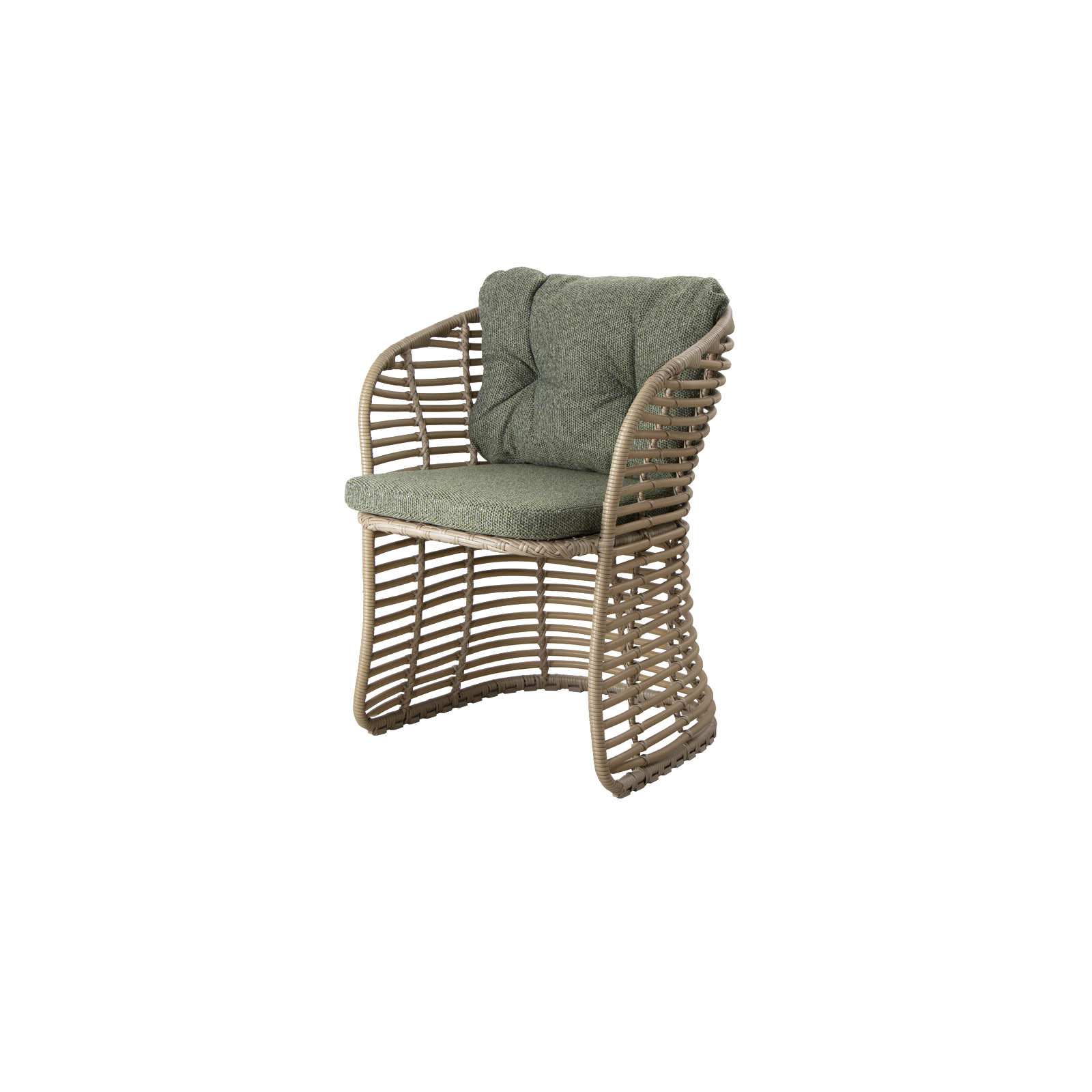 Basket Sessel aus Cane-line Weave in Natural mit Kissen aus Cane-line Wove in Dark Green