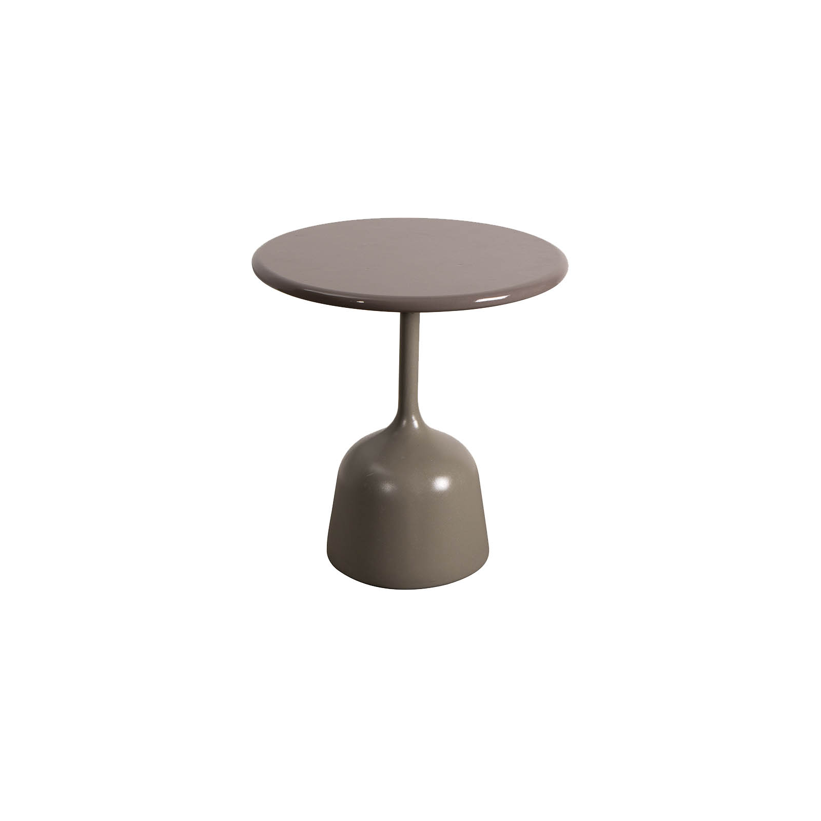 Glaze Couchtisch kein mit Durchmesser 45 cm aus Aluminium in Taupe mit Tischplatte aus glasierter Lavastein Taupe