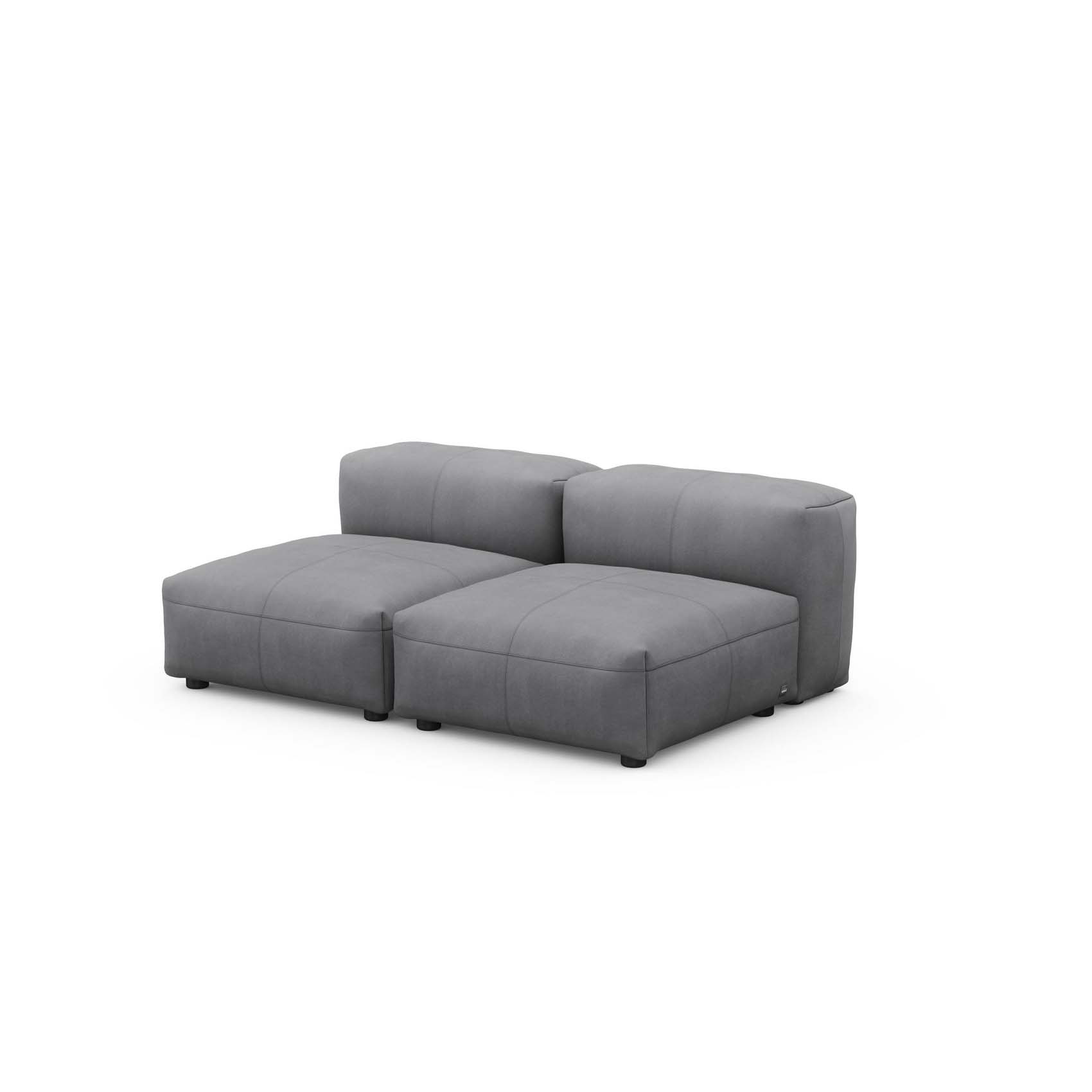 Two Seat Lounge Sofa S Leather Dark Grey