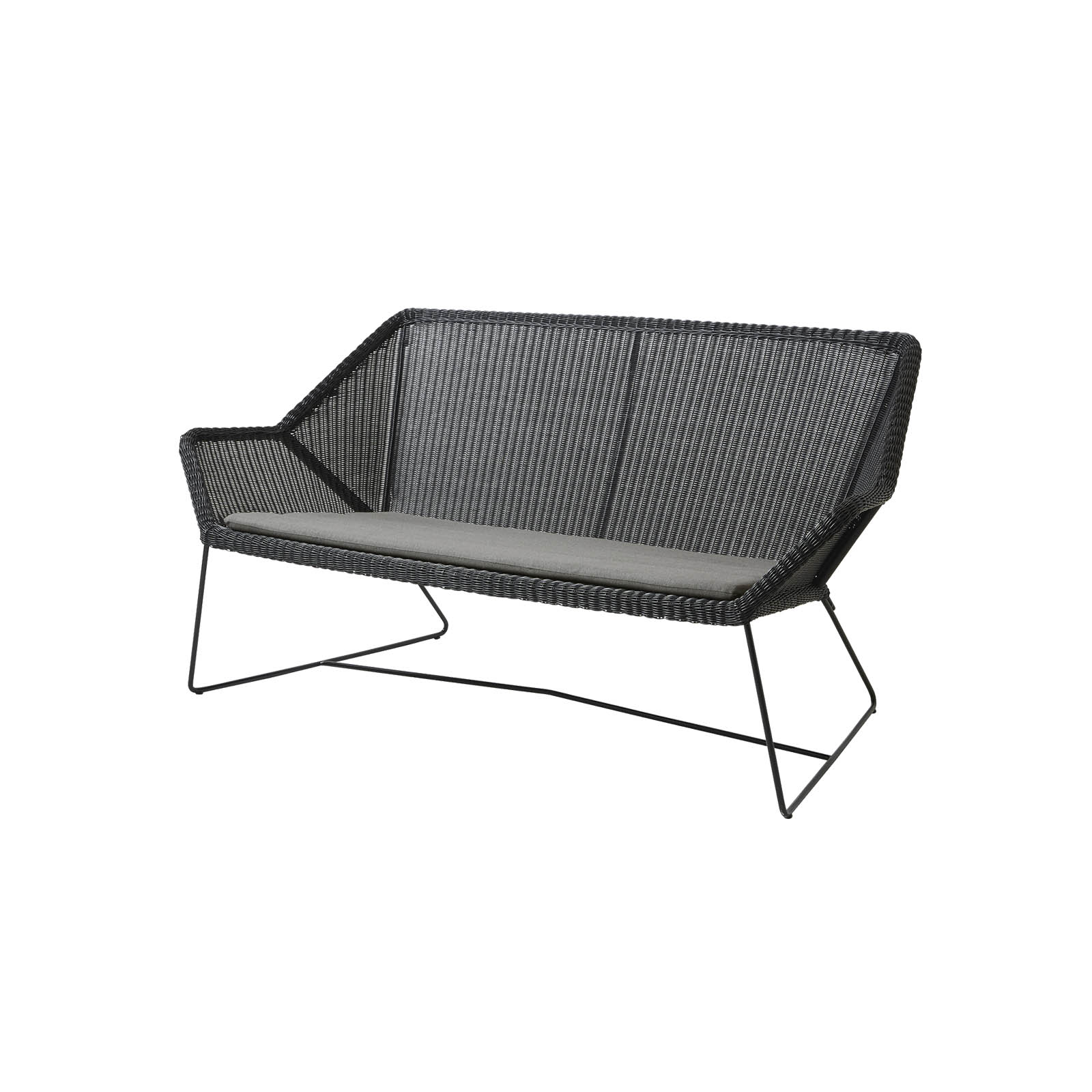 Breeze 2-Sitzer Sofa aus Cane-line Weave in Black mit Kissen aus Cane-line Natté in Taupe
