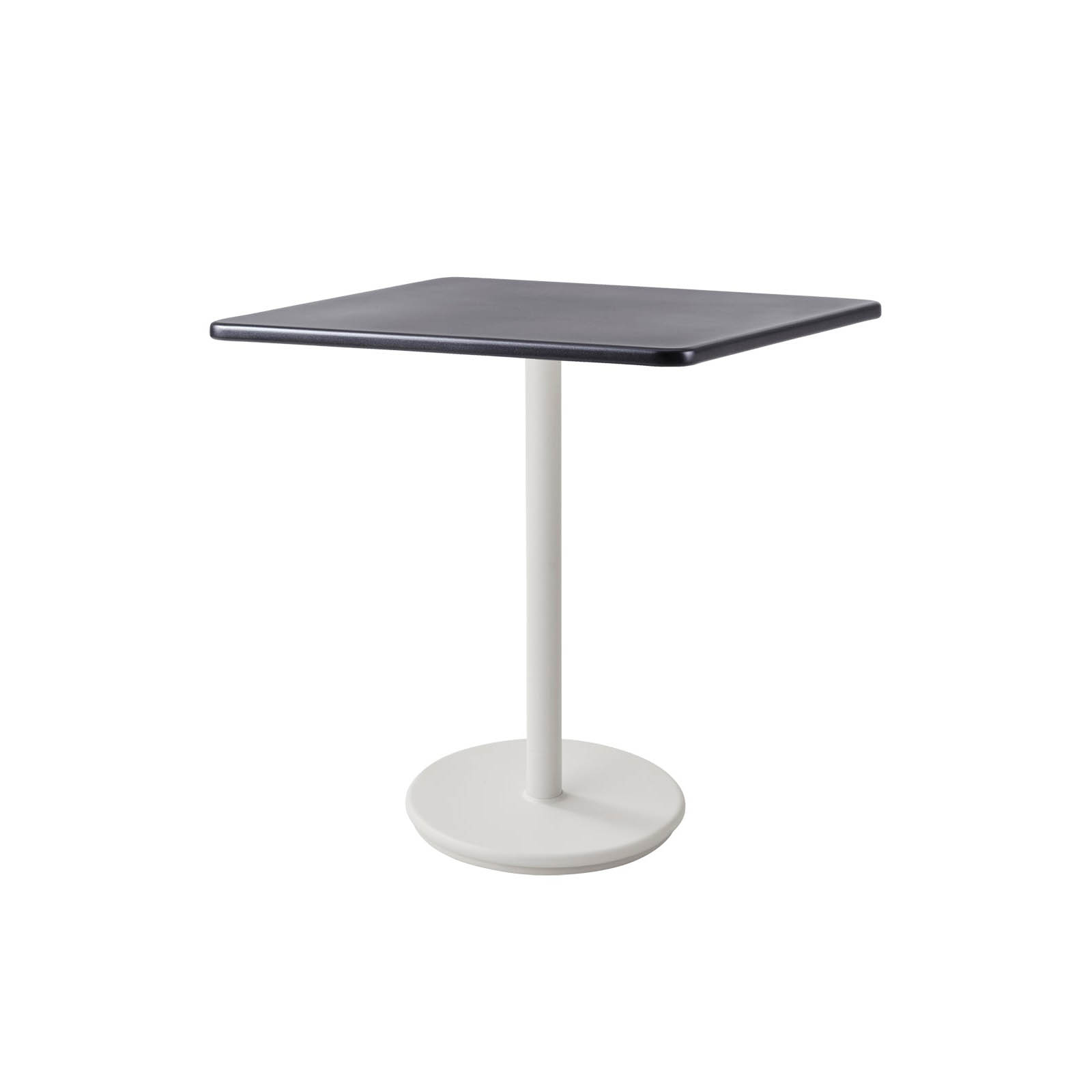 Bistrotisch 75x75 cm Go aus Aluminium in White mit Tischplatte aus Aluminium in Lava Grey