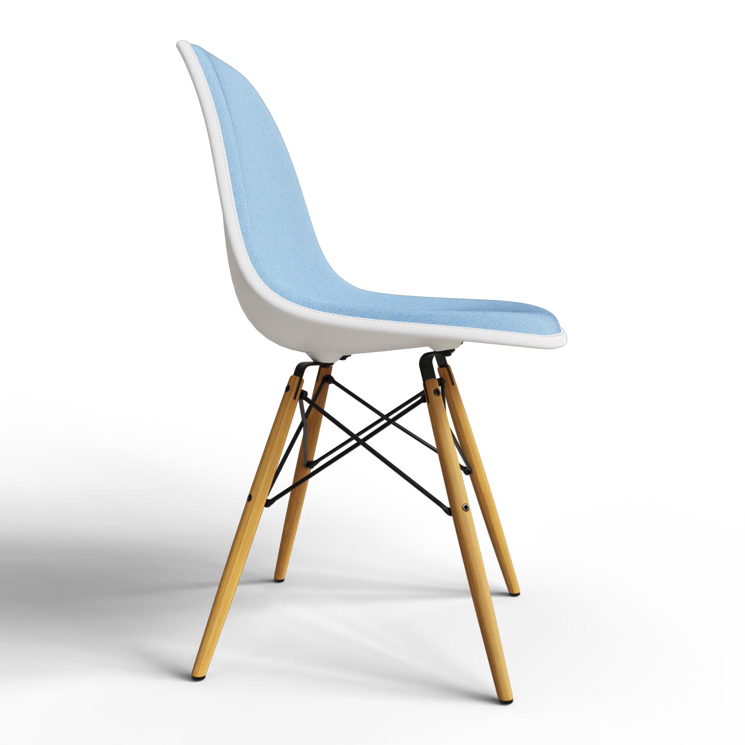 Stuhl Eames Plastic Side Chair DSW 44030700 in Blau / Elfenbein