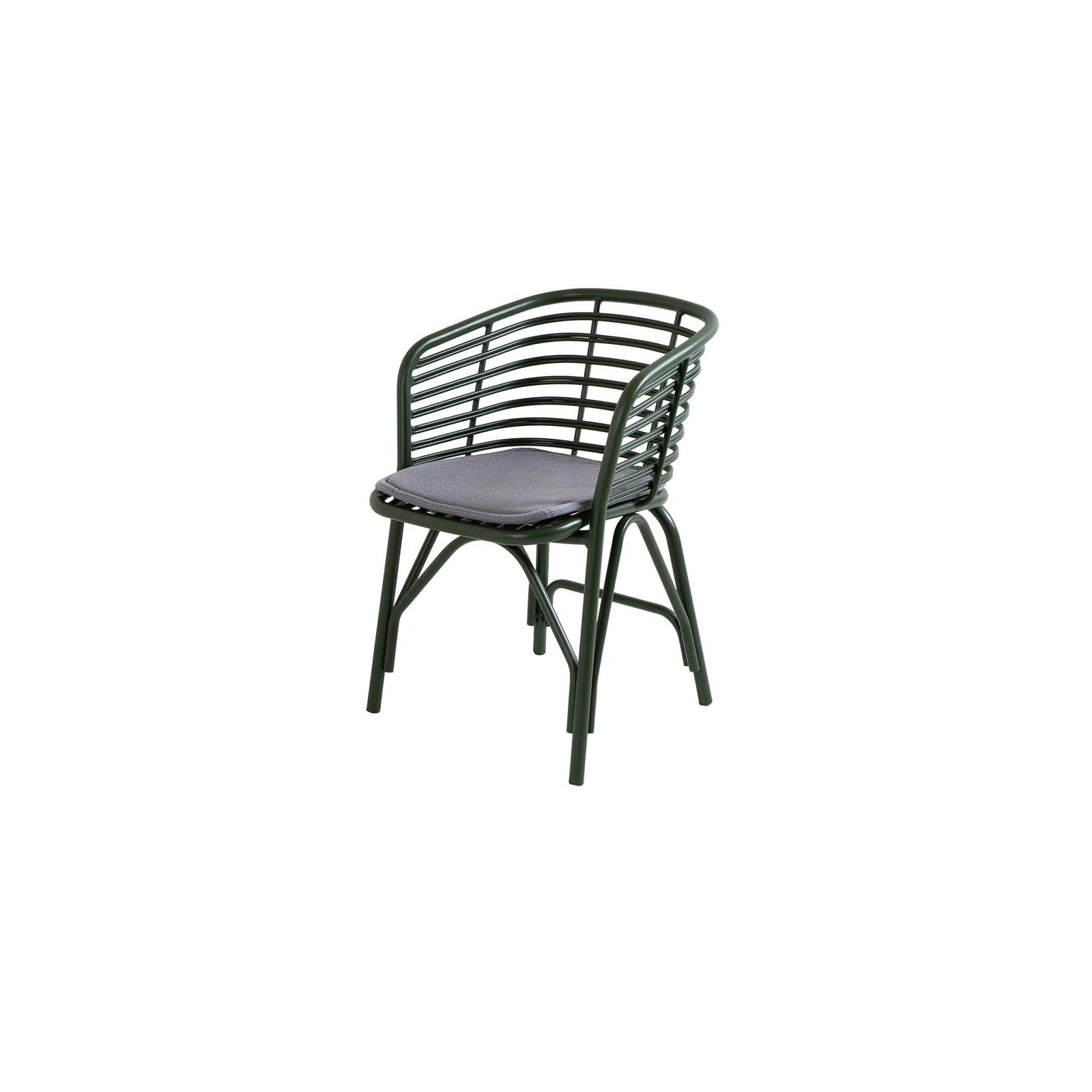 Blend Stuhl aus Aluminium in Dark Green mit Kissen aus Cane-line Natté in Grey