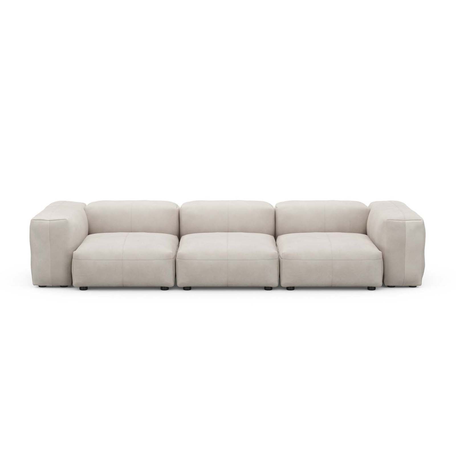 Three Seat Sofa S Leather Light Grey
