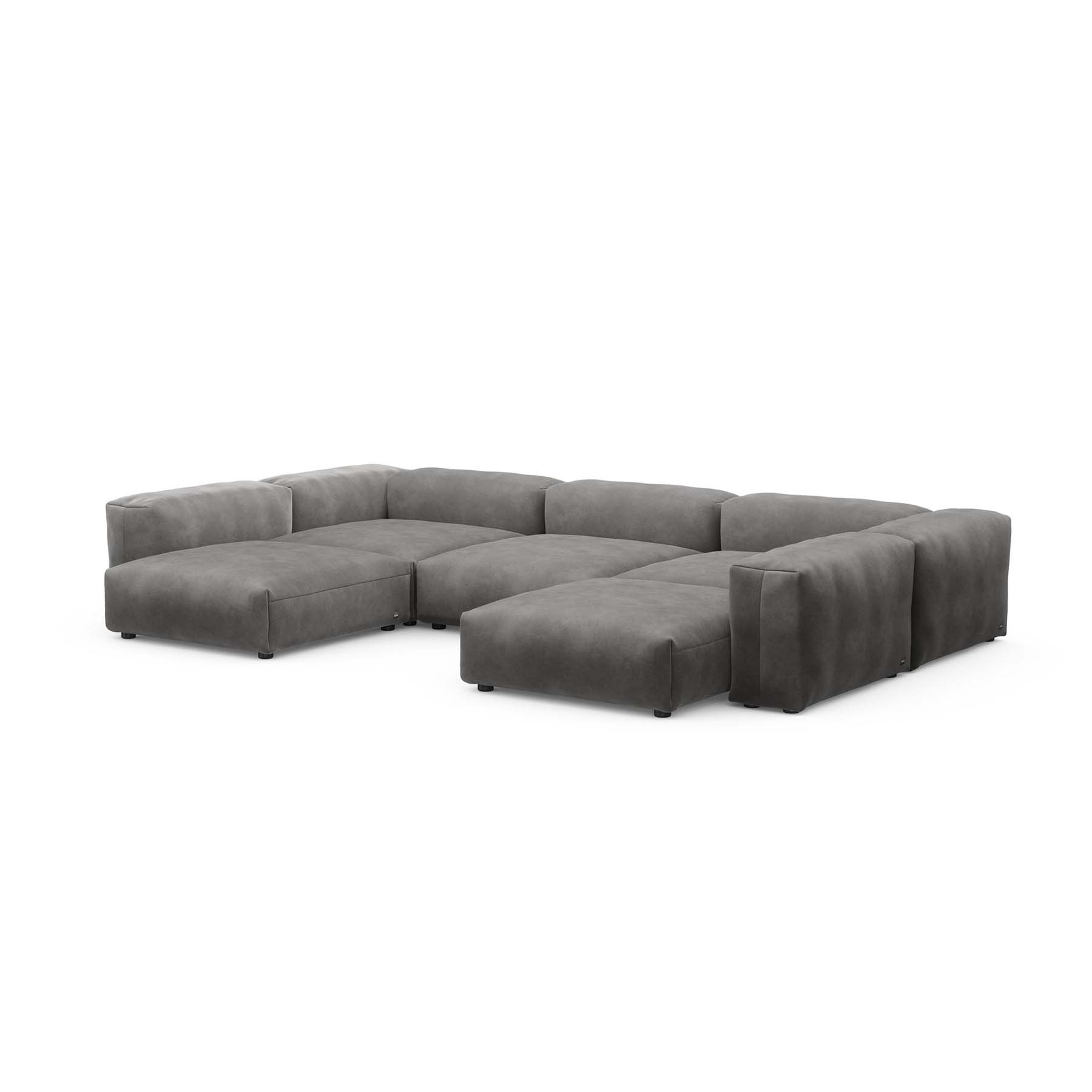 U-Shape Sofa L Velvet Dark Grey
