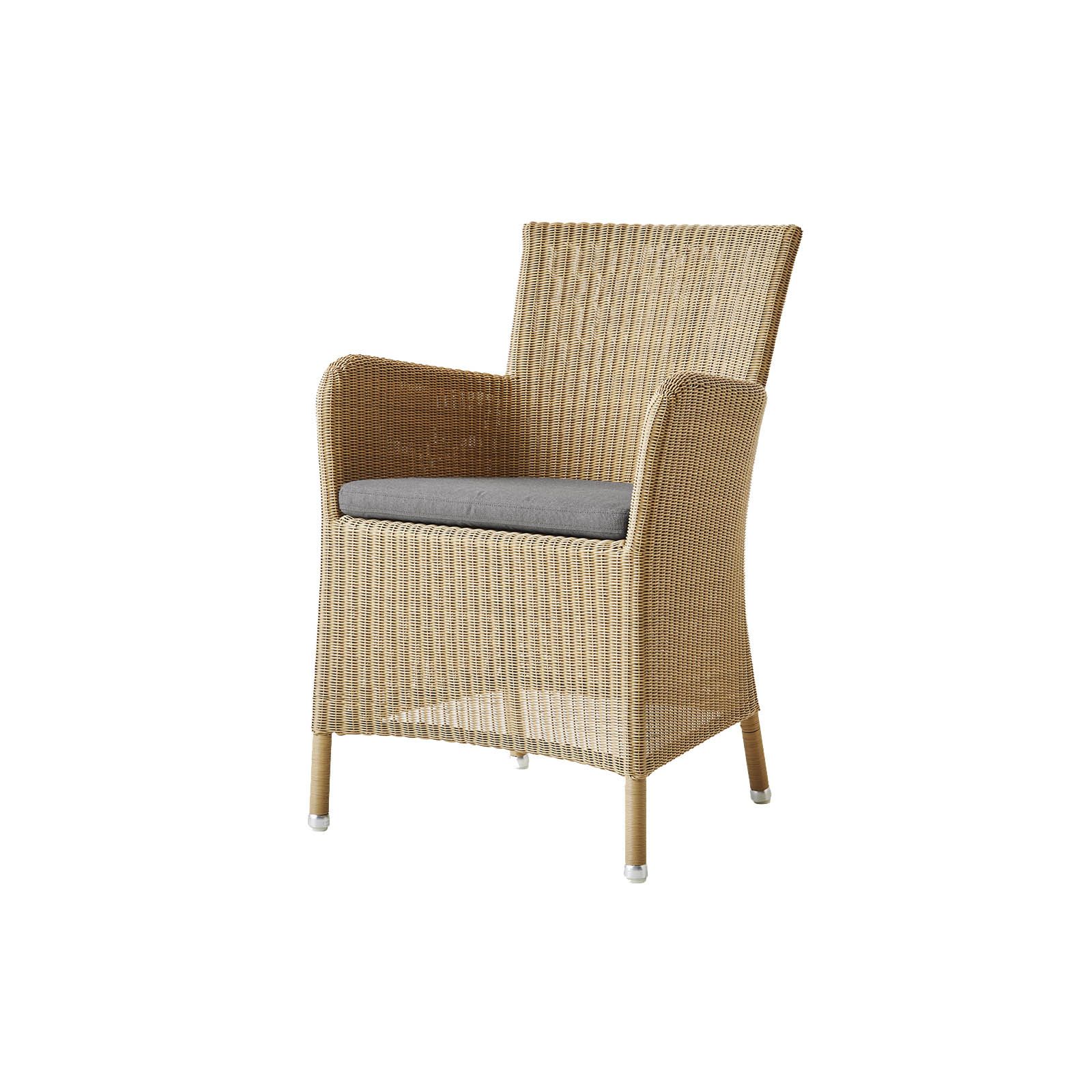 Hampsted Stuhl aus Cane-line Weave in Natural mit Kissen aus Cane-line Natté in Taupe