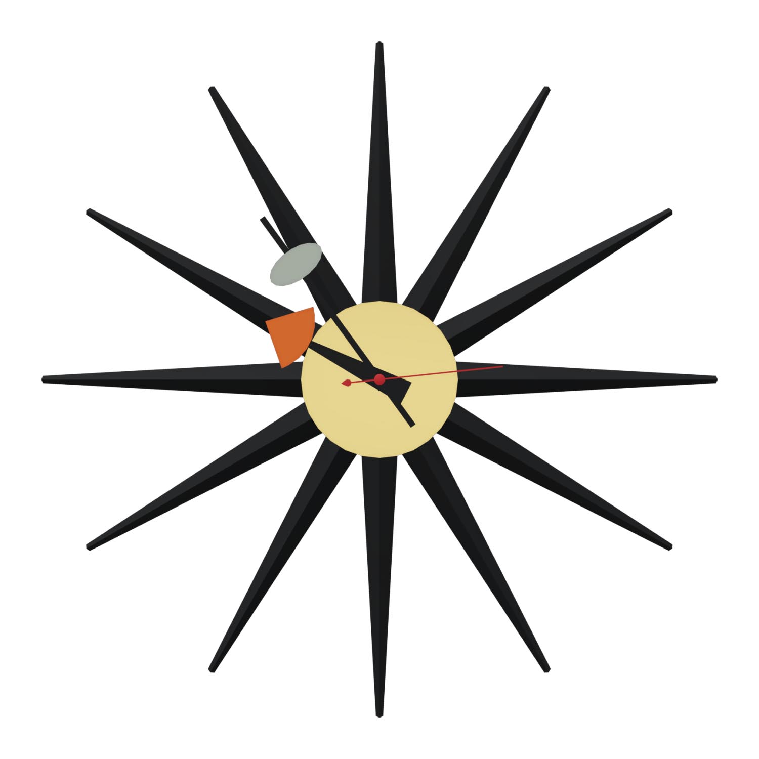 Sunburst Clock Schwarz/Messing 20125305