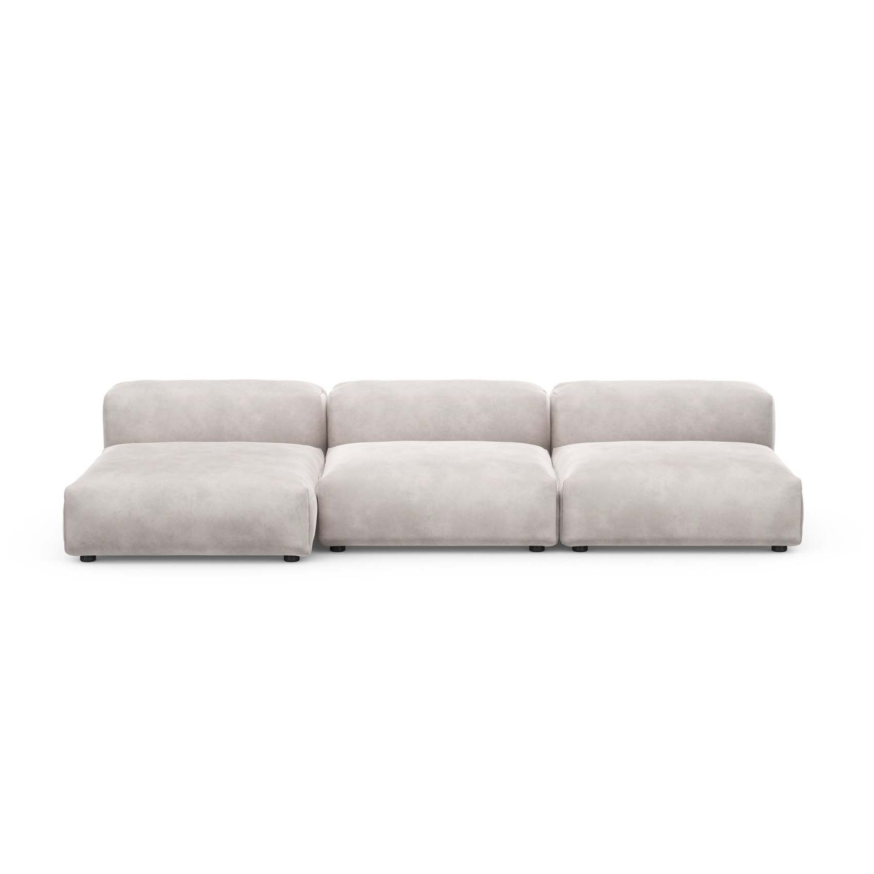 Three Seat Sofa L Velvet Light Grey